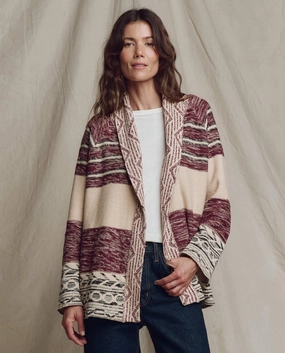 Winter Knitwear Soft Feel The Riding Cardigan. -- Rusted Red Multi
