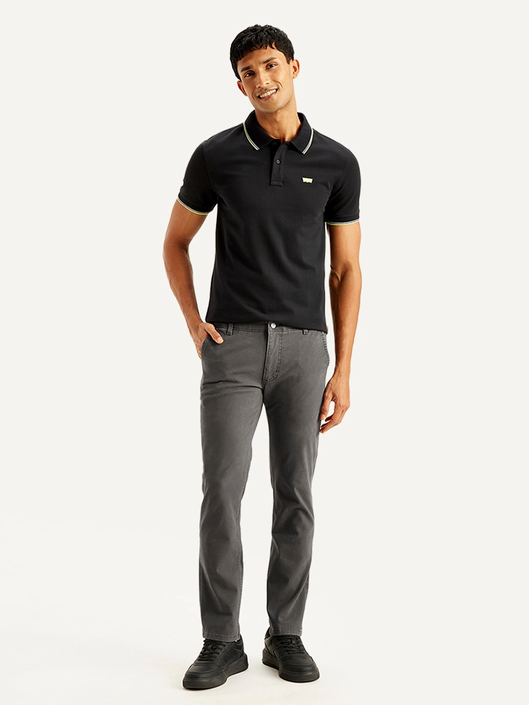 Reflective Trim Men's Grey Slim Fit Chinos