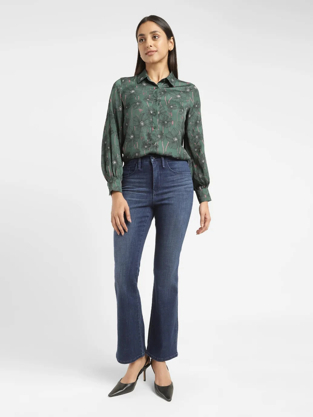 Cool Weather Women's Redloop 725 Blue Flared Fit High Rise Jeans