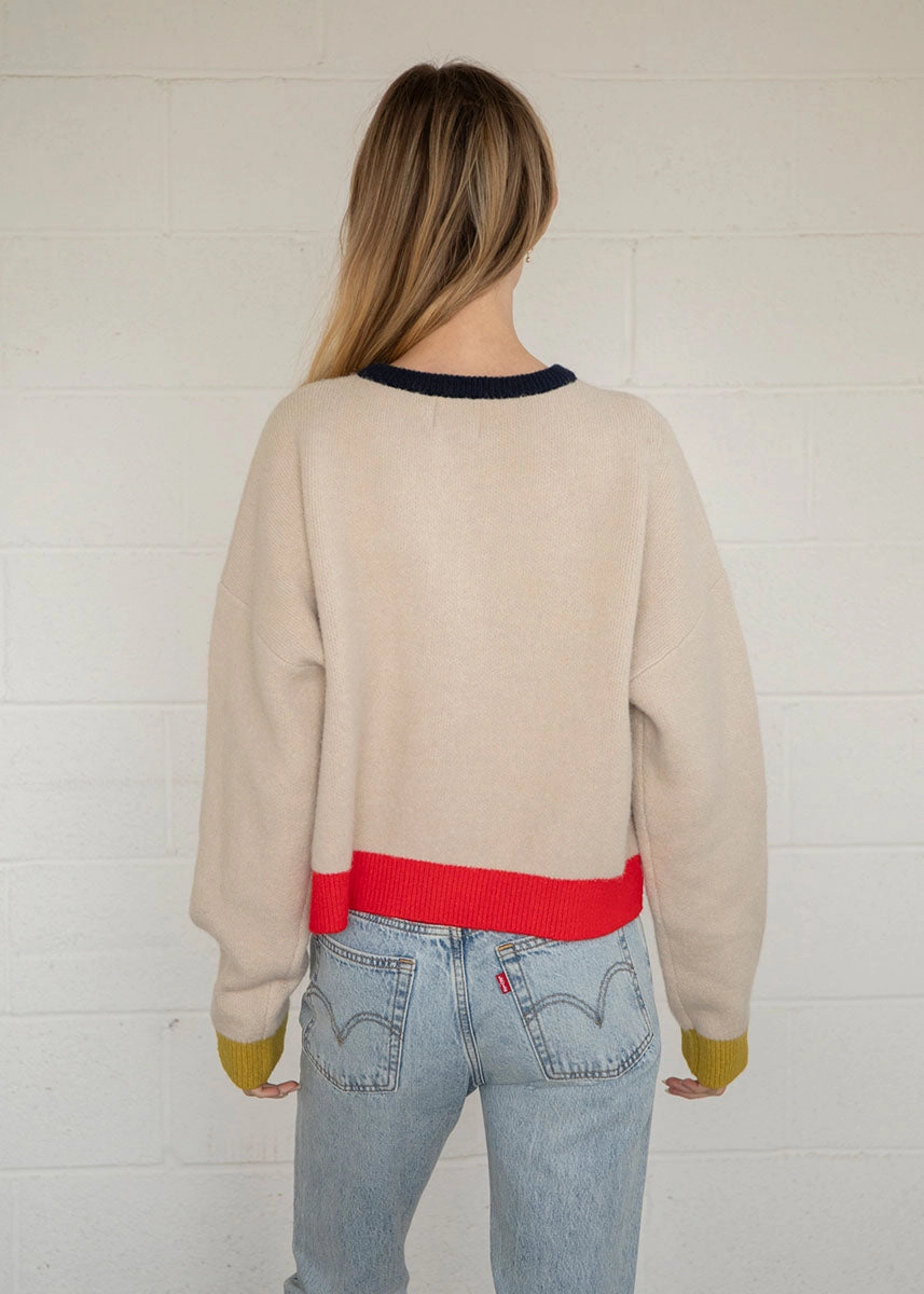 Breathable Wear Fit Elastic waist Georgie Color Block Cardi - Taupe