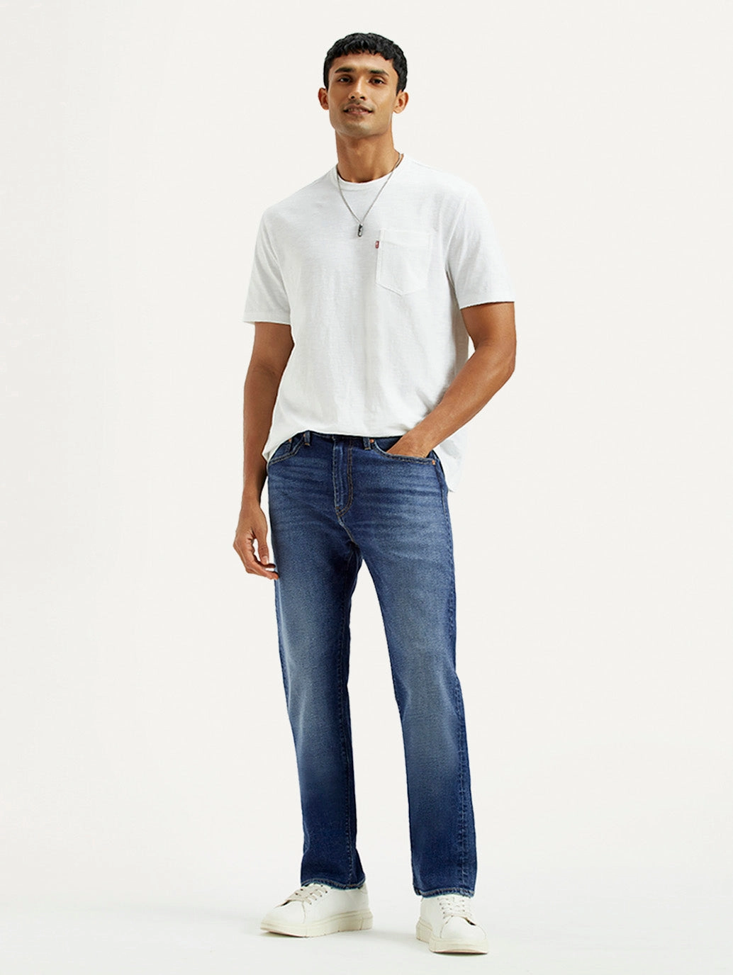 Family Style Casual Work Meeting Men's 505 Light Indigo Straight Fit Mid Rise Linen Jeans