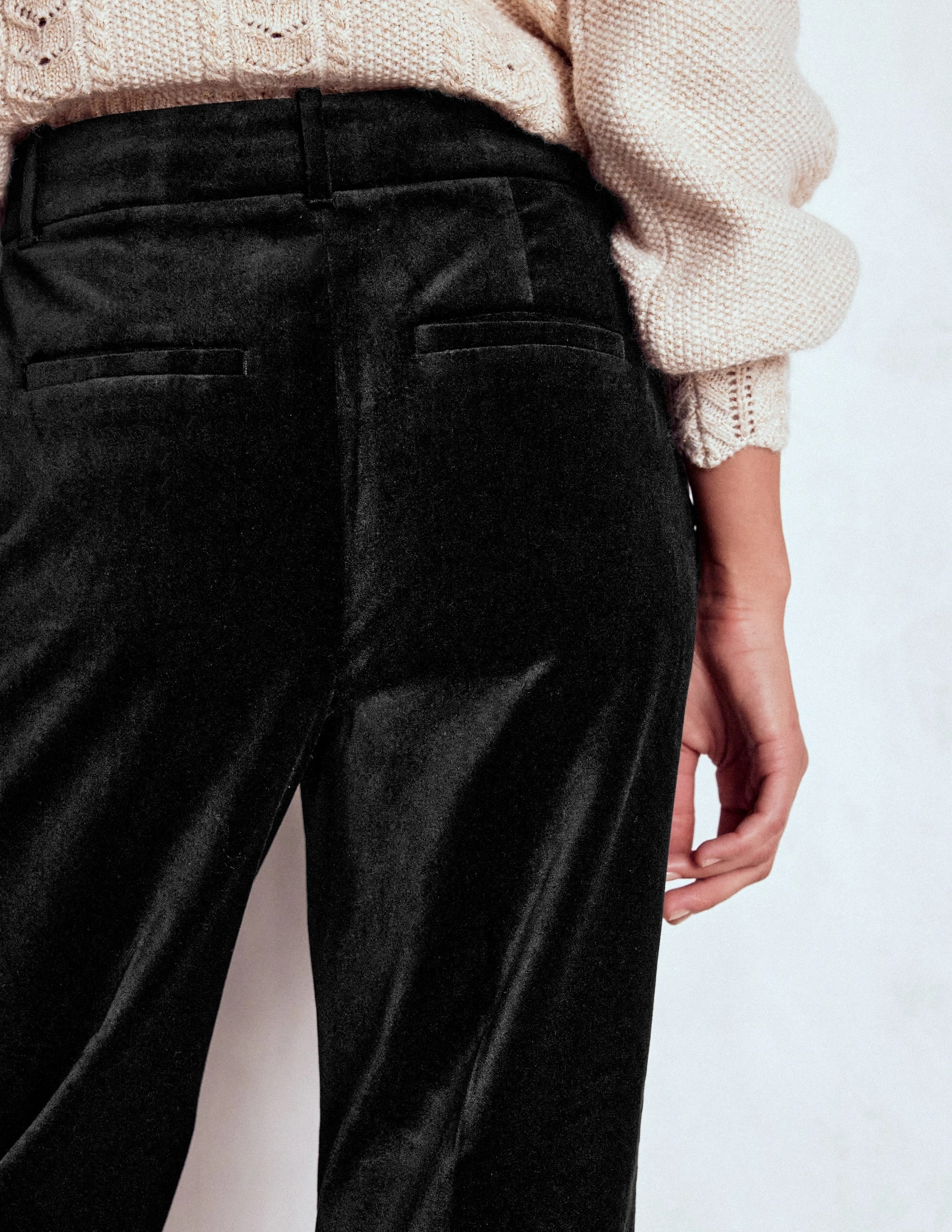 Canonbury Velvet Trousers-Black Travel Ready