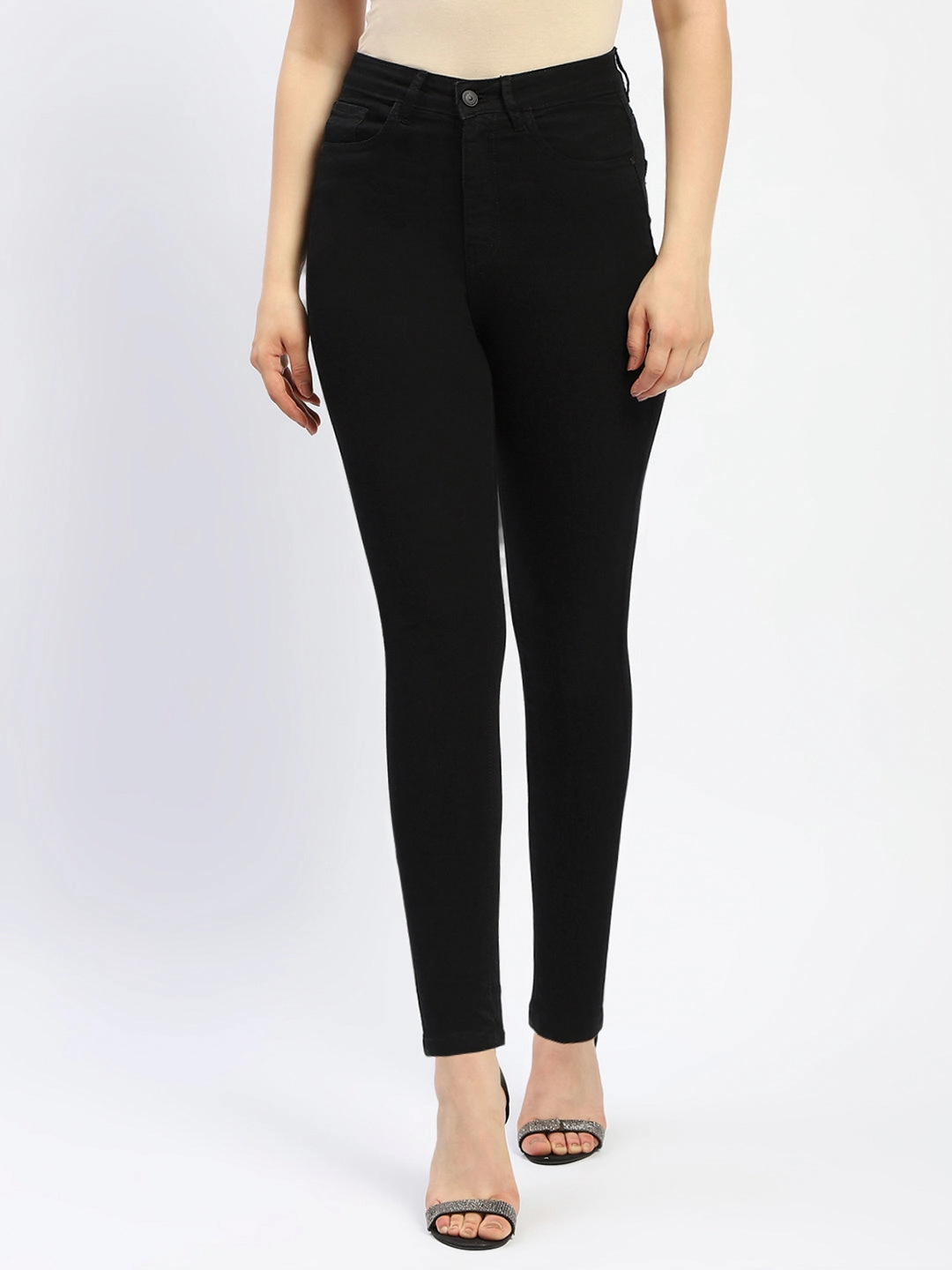 Madame Black Skinny Fit Cotton Blend Denim Trendy High Quality Effortless Layer