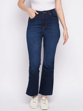 Tear Resistant Denim Madame Dark Blue Mid-Rise Boot -Cut Jean