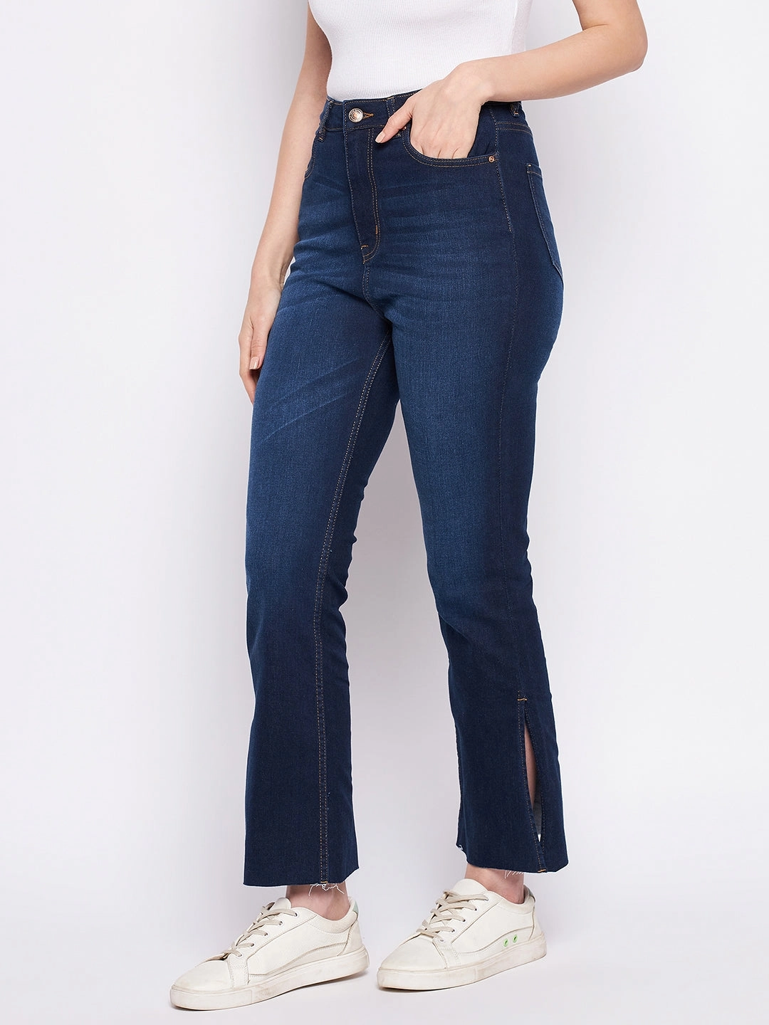 Madame Dark Blue Mid-Rise Boot -Cut Jean Ready to Wear Comfy Design Style