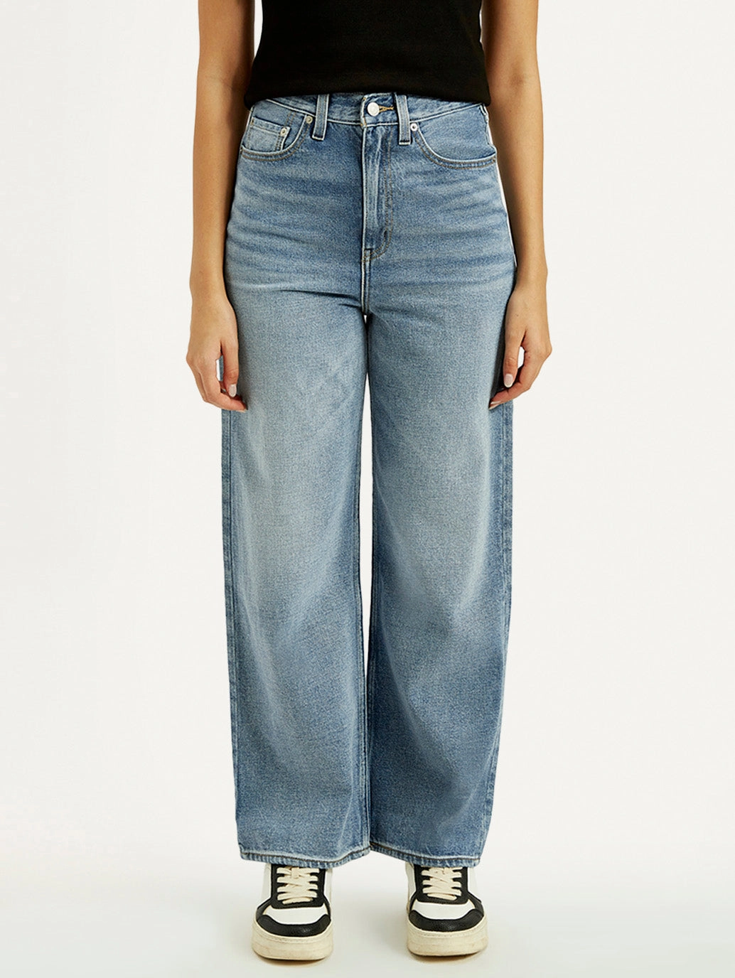 Classic Office Wear Women's Light Indigo Loose Fit High Rise Jeans