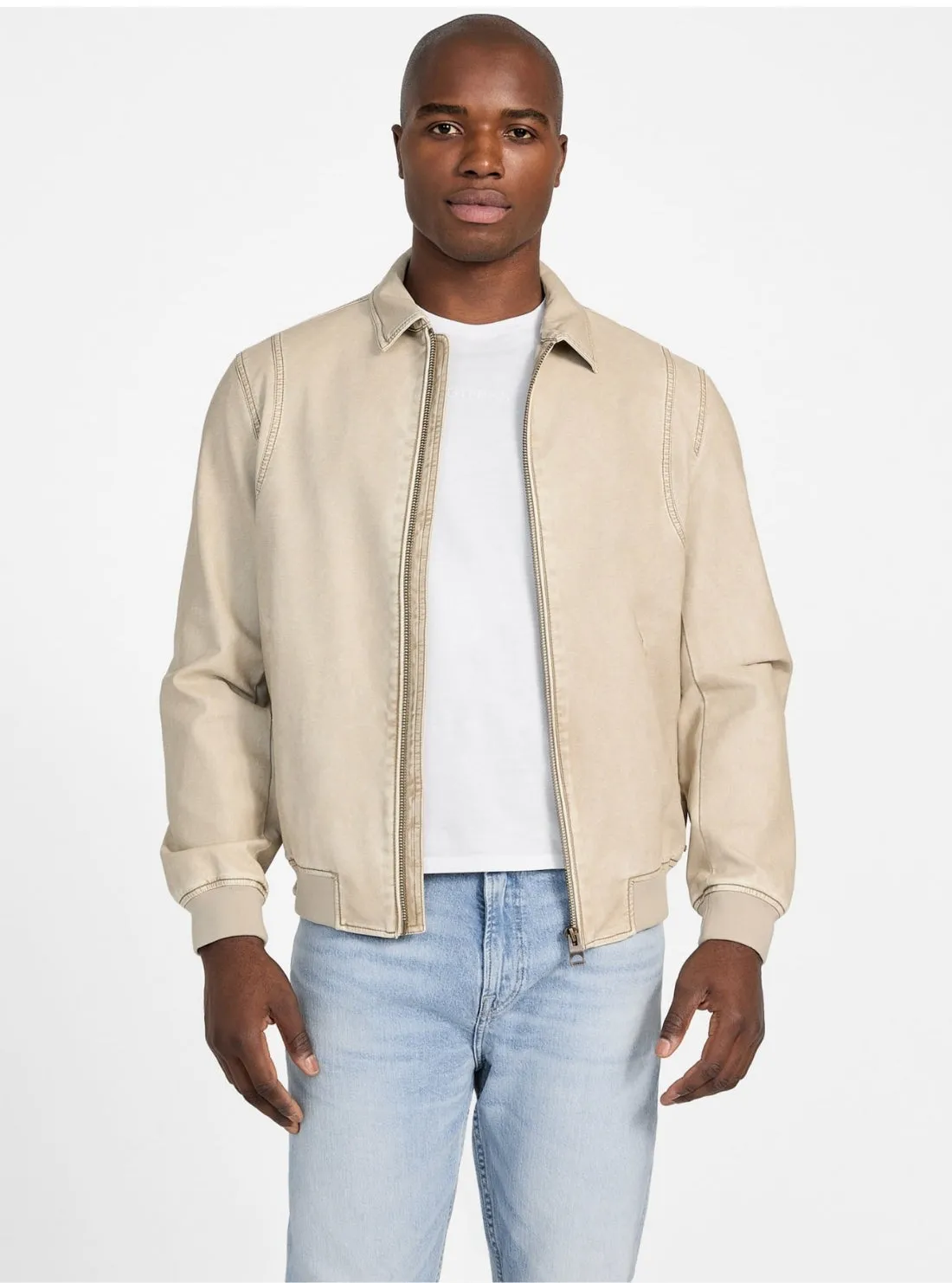 High Loft Insulation Cheap Nice Beige Faux-Leather Aviator Bomber Jacket
