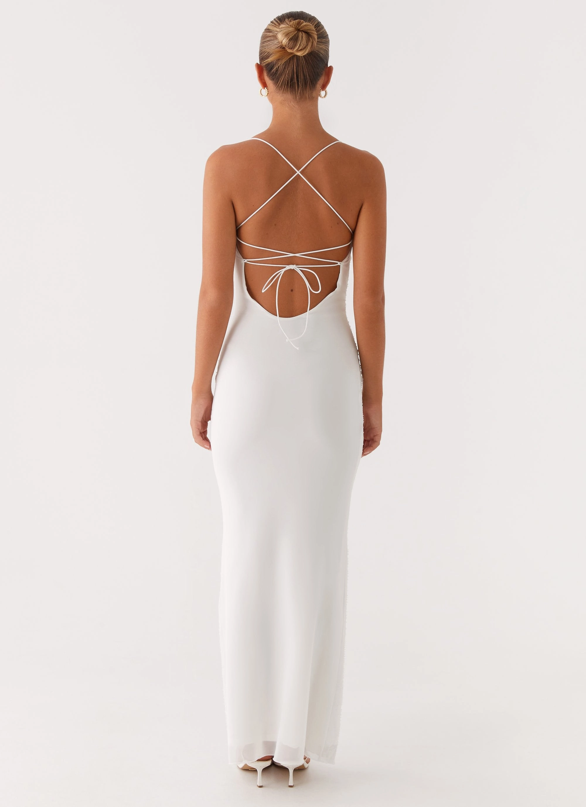 Formed Look Paxton Beaded Maxi Dress - White