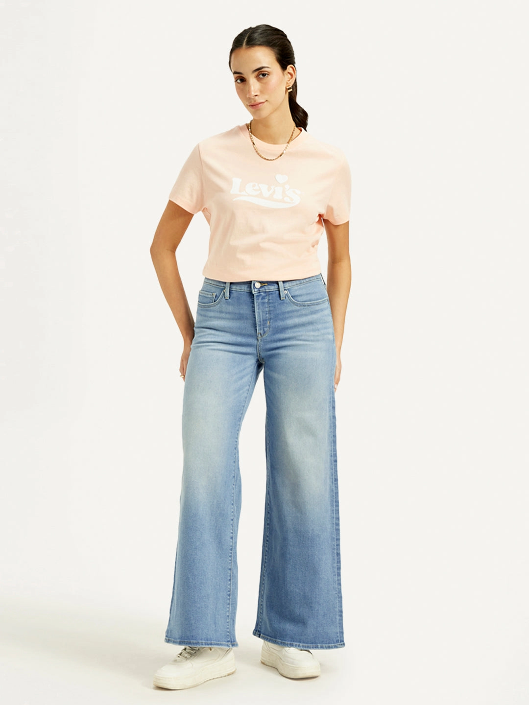 Style Basic Women's 318 Blue Flared Fit Mid Rise Jeans