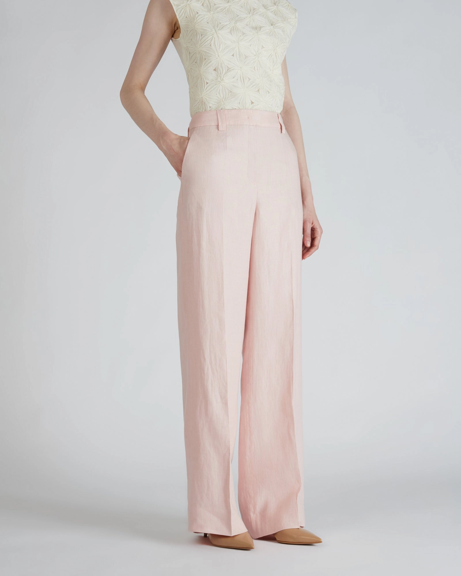 Regular fit linen trousers Windproof coating