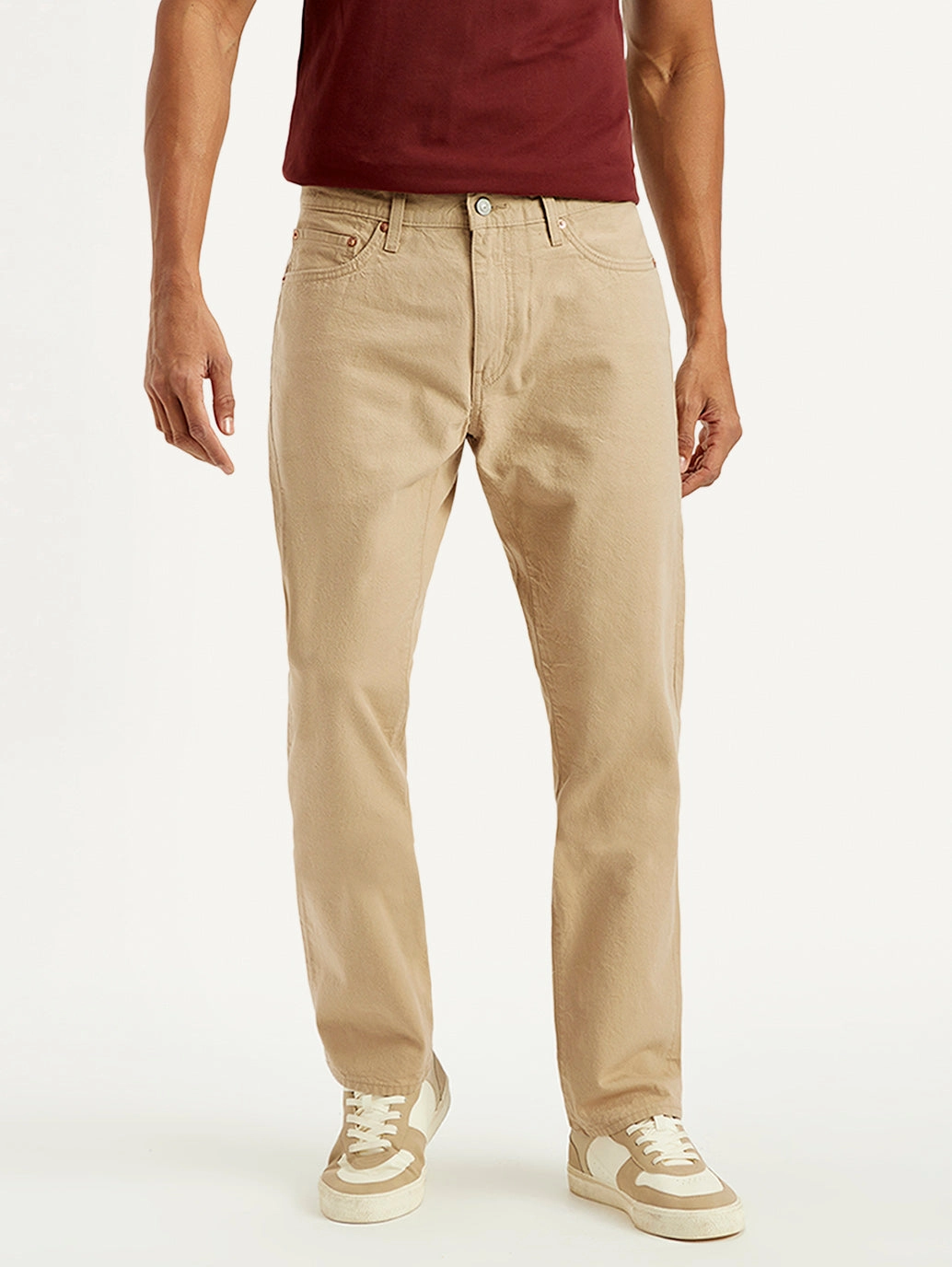 Weekend Getaway Outdoor Adventure Picnic Style Neat Look Men's Redloop 541 Beige Athletic Tapered Fit Mid Rise Selvedge Jeans