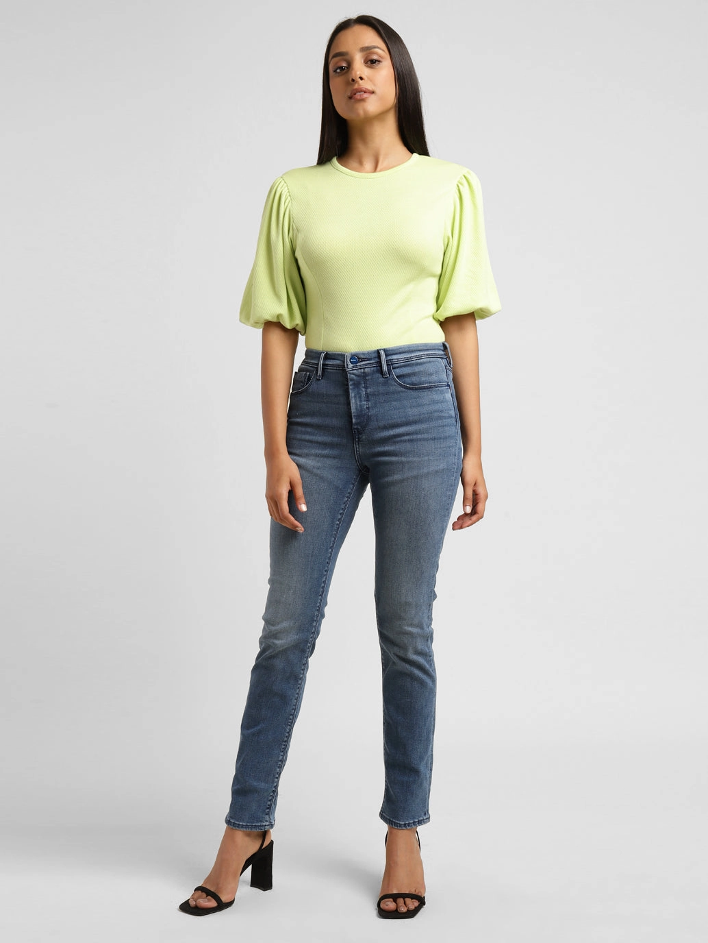 Style Appropriate Shape Retention Women's 312 Blue Straight Fit Mid Rise Jeans