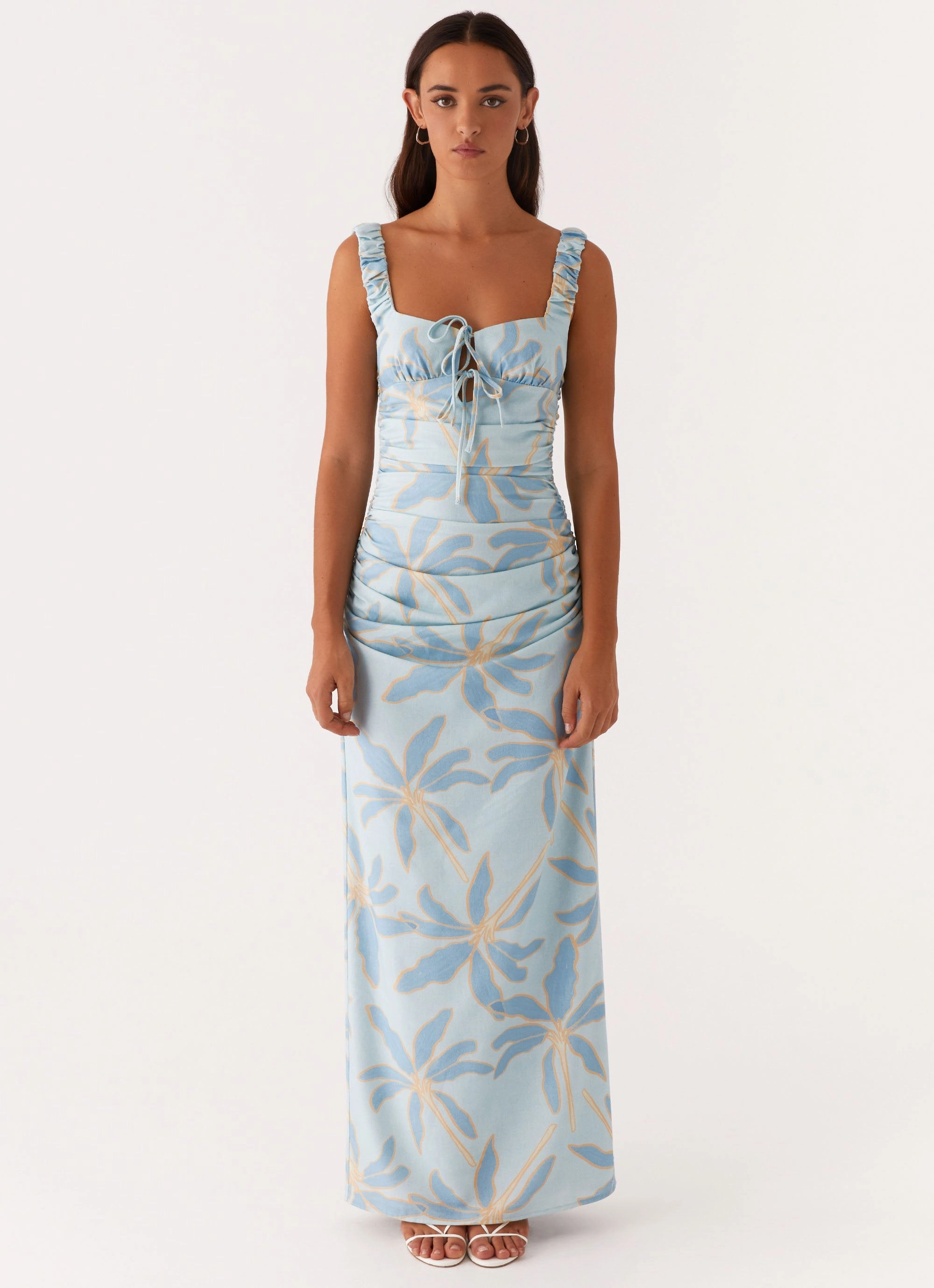 Knit Warm Cosmic Love Ruched Maxi Dress - Opulent Blue