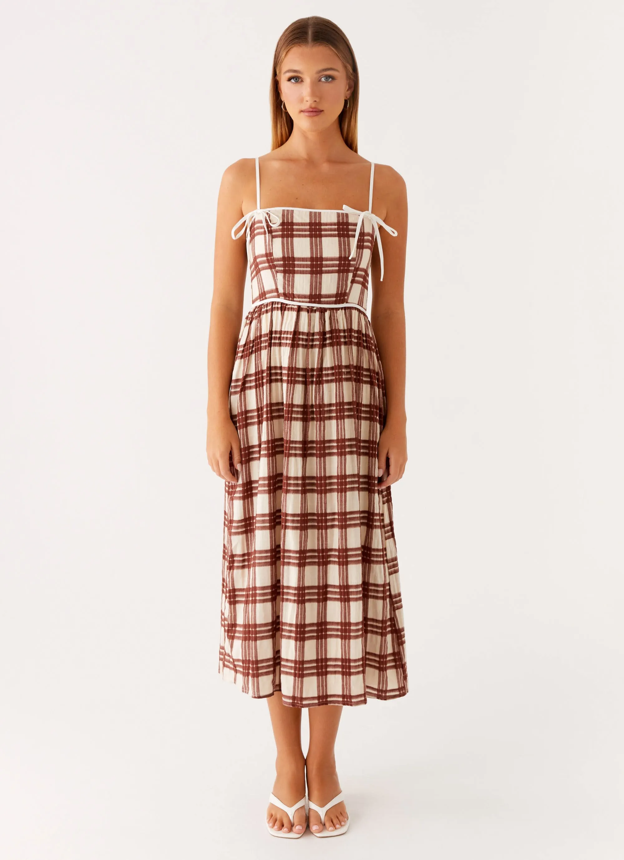 SustainableCotton Shyanne Midi Dress - Chocolate Check