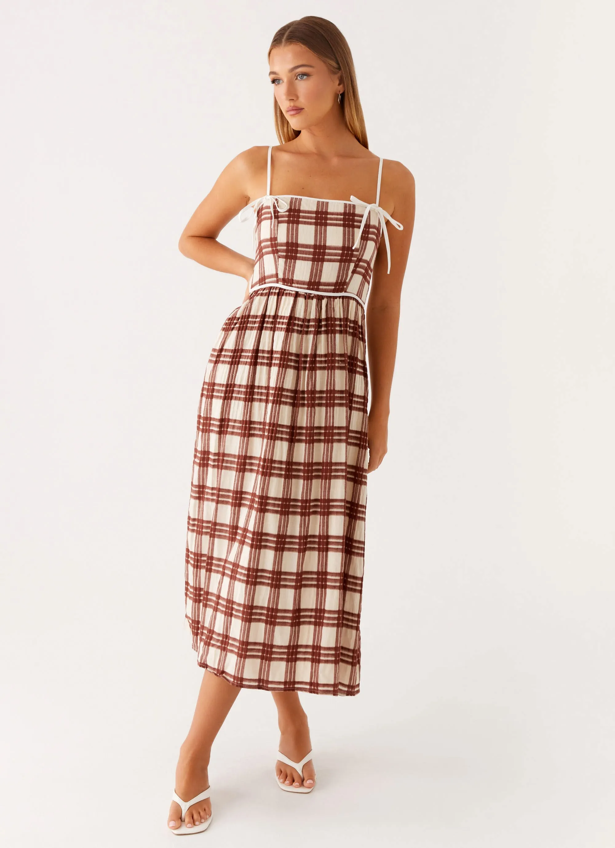 Shyanne Midi Dress - Chocolate Check Easy Lovely