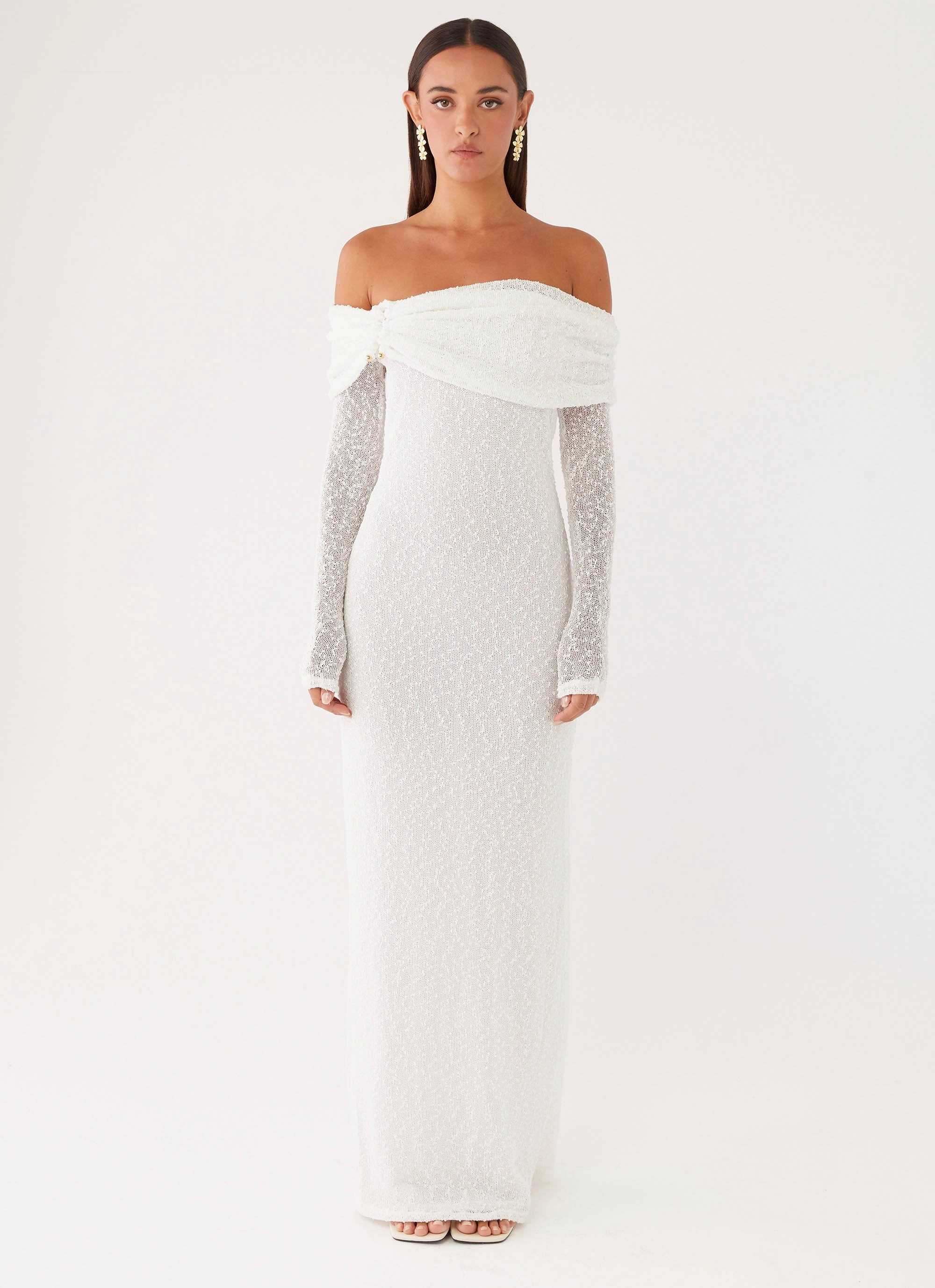 Stylish Comfort Pollyanna Knit Hardware Maxi Dress - Ivory