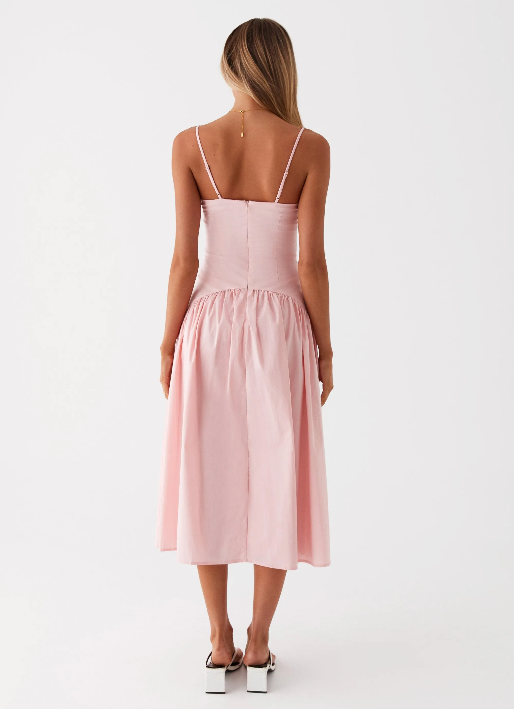 Yvette Corset Midi Dress - Pink Shine Soft