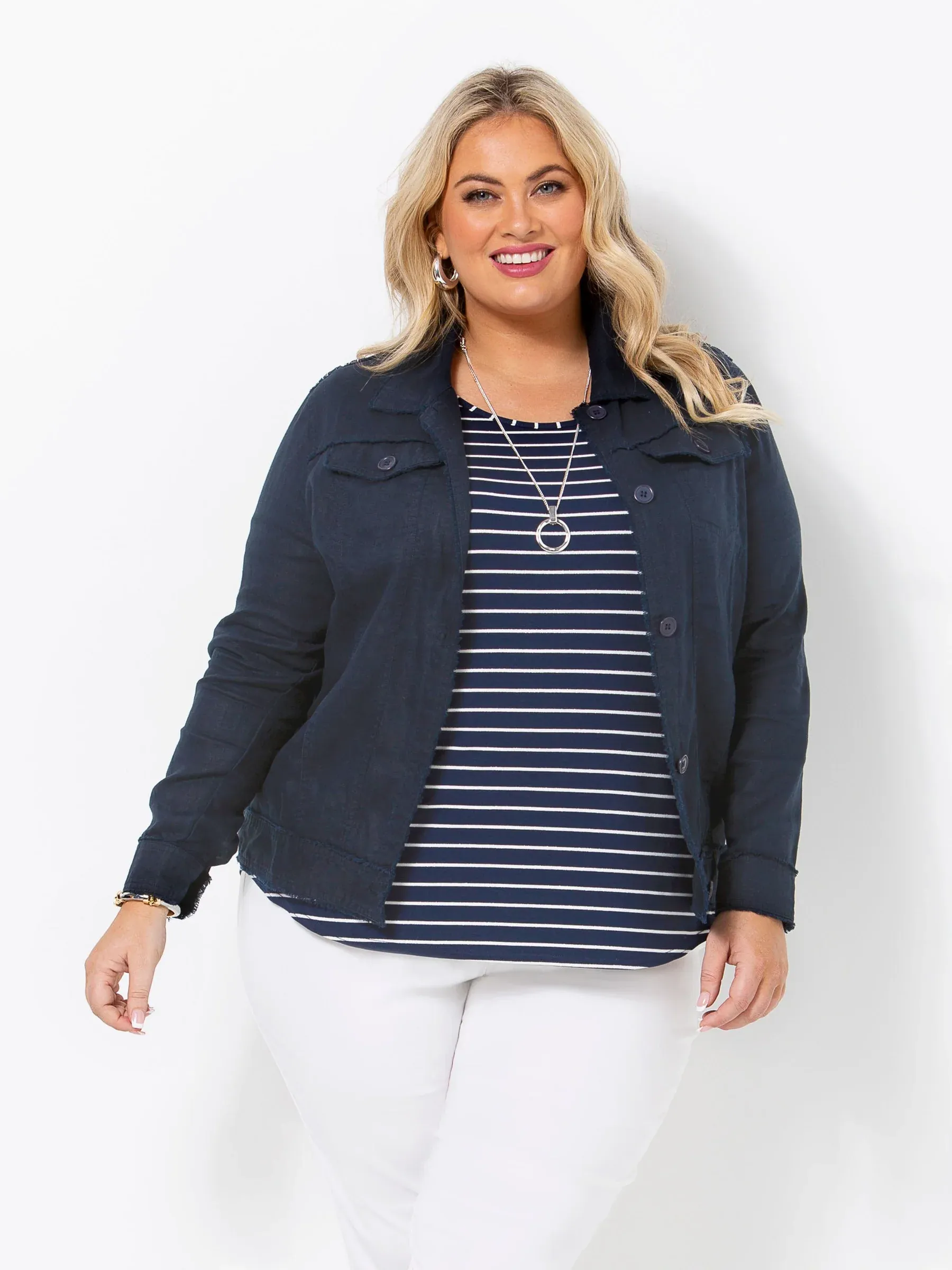 Cold Ready Look Adjustable drawstring Swish - 444001 Linen Fray Jacket