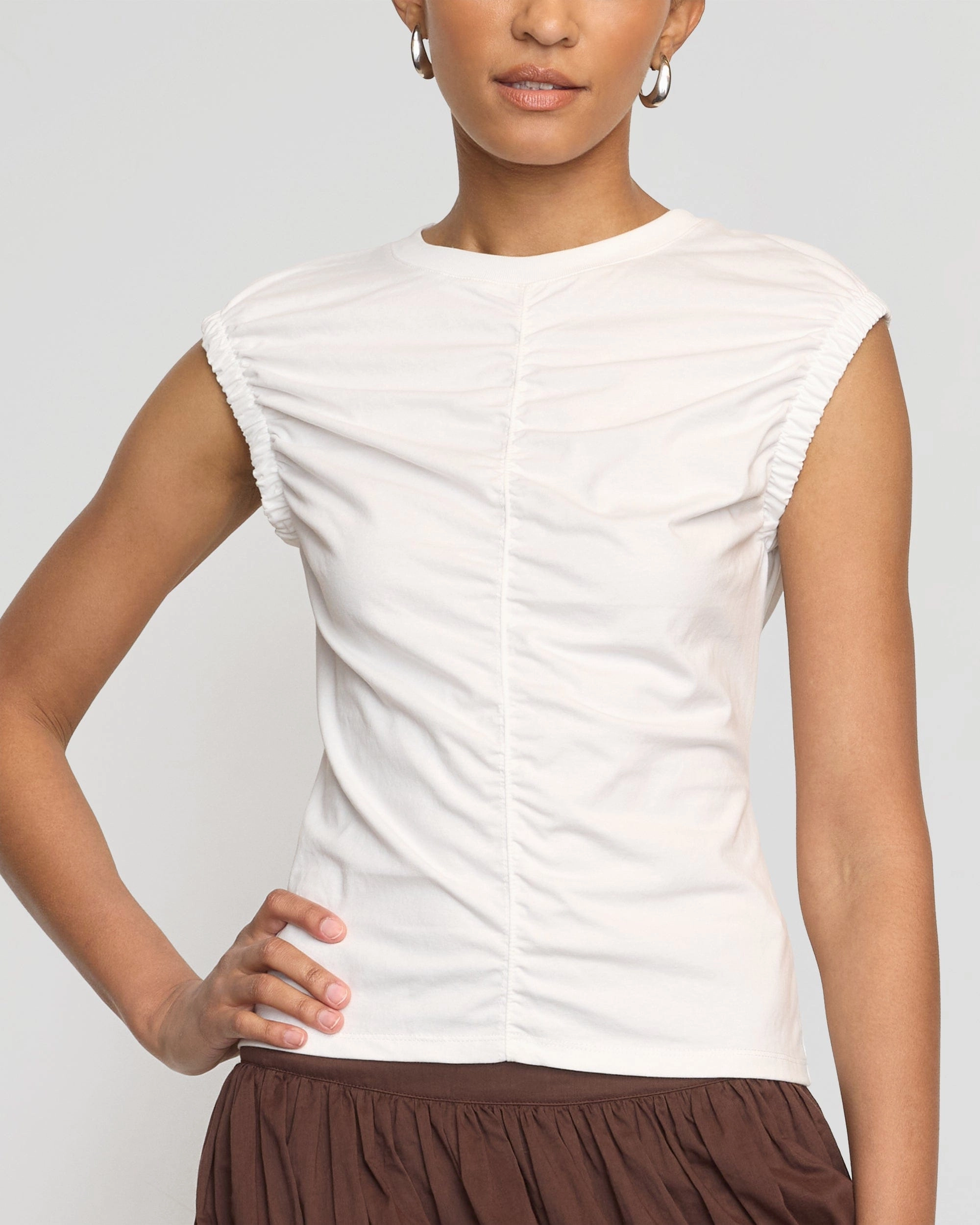 Lior Elasticated Cap-Sleeve Tank Sleek Look easygoing look