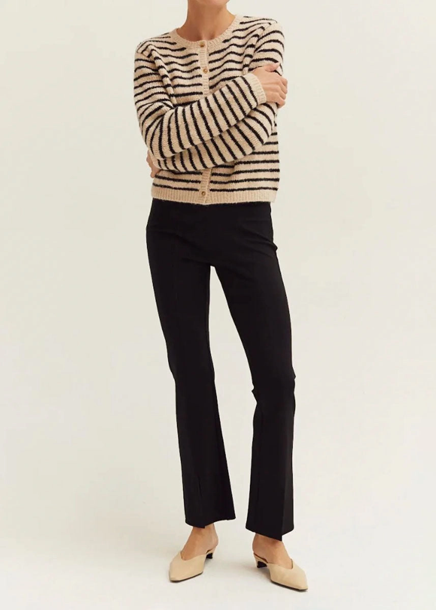 Durable Stitching Riley Button-Down Cardigan - Oatmeal & Black