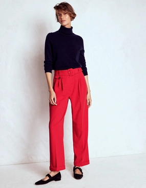 SoftCottonBlend Pleat Front Trousers-Chilli Pepper