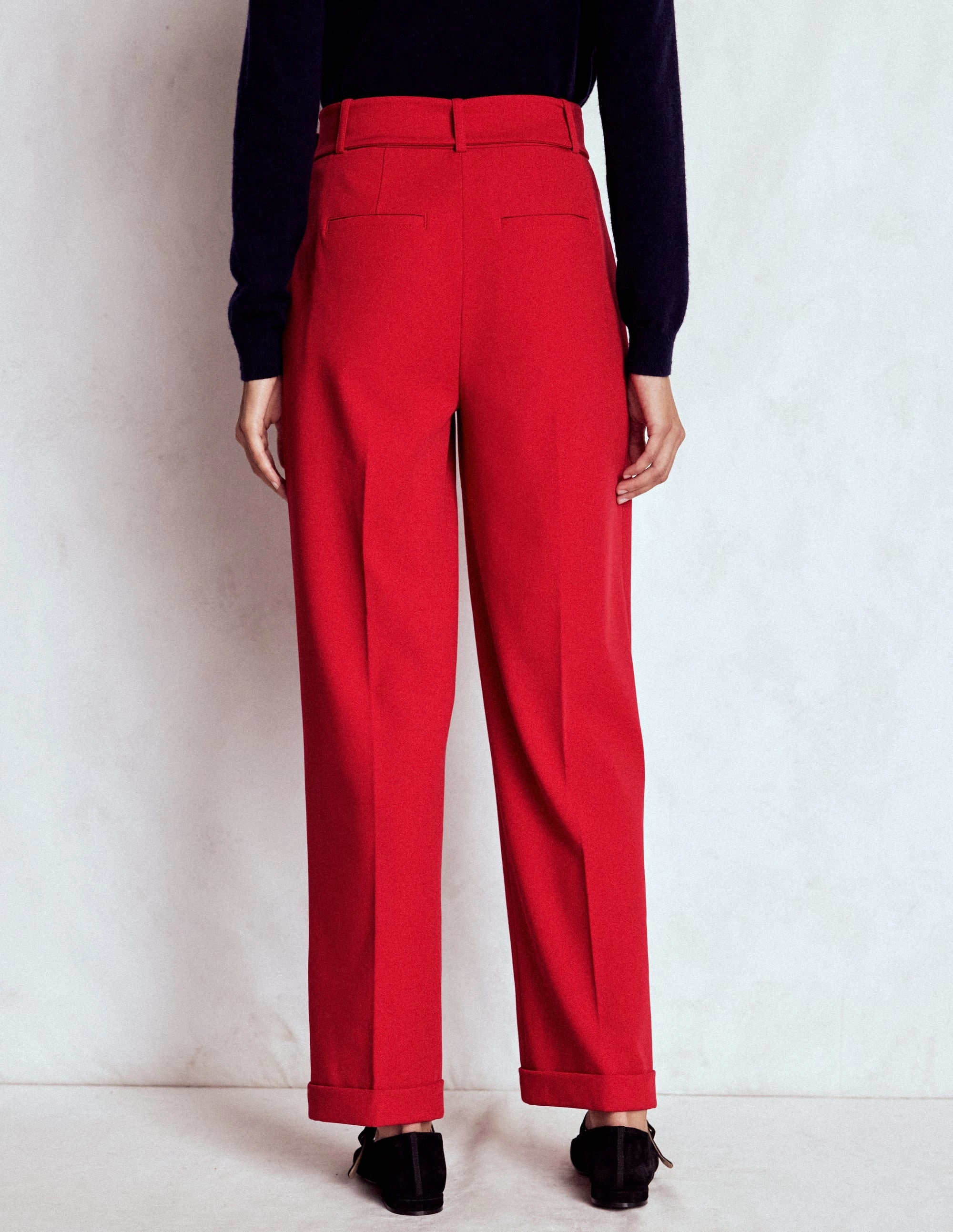 Pleat Front Trousers-Chilli Pepper Customizable length
