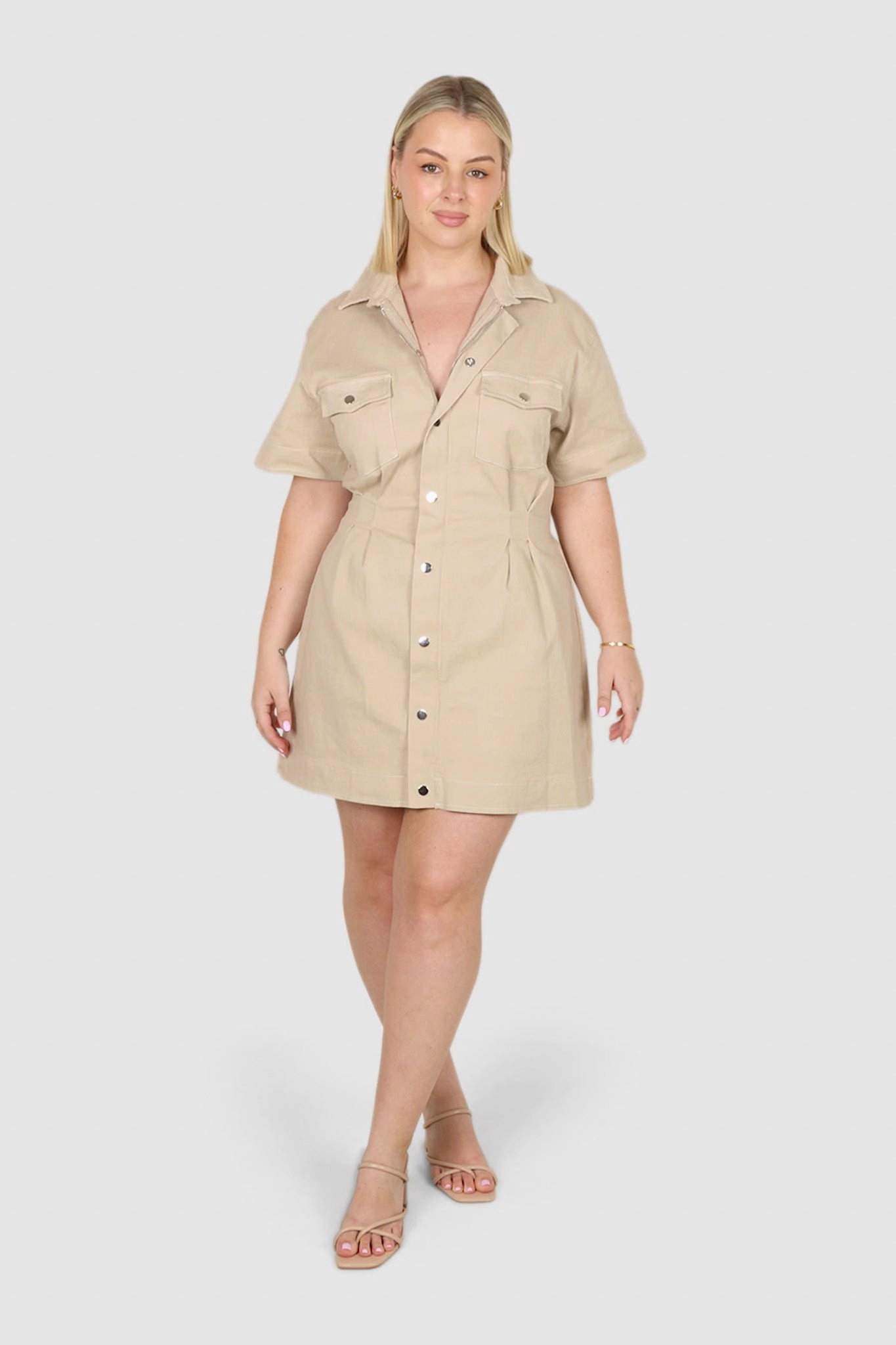 SAVEIRA DENIM DRESS STONE Luxe style Cotton Touch