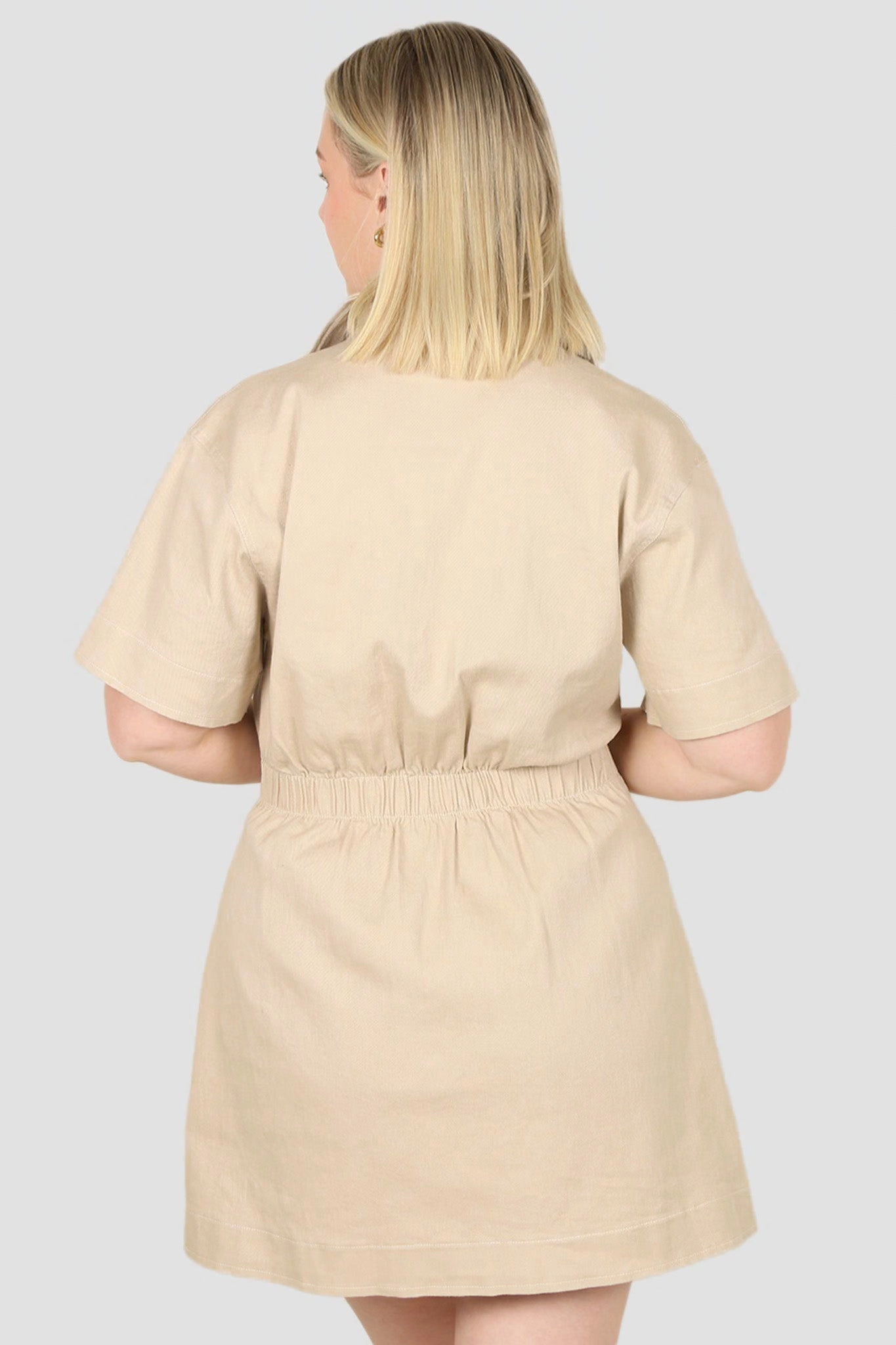 Light and breezy summer dress Long Sleeve SAVEIRA DENIM DRESS STONE