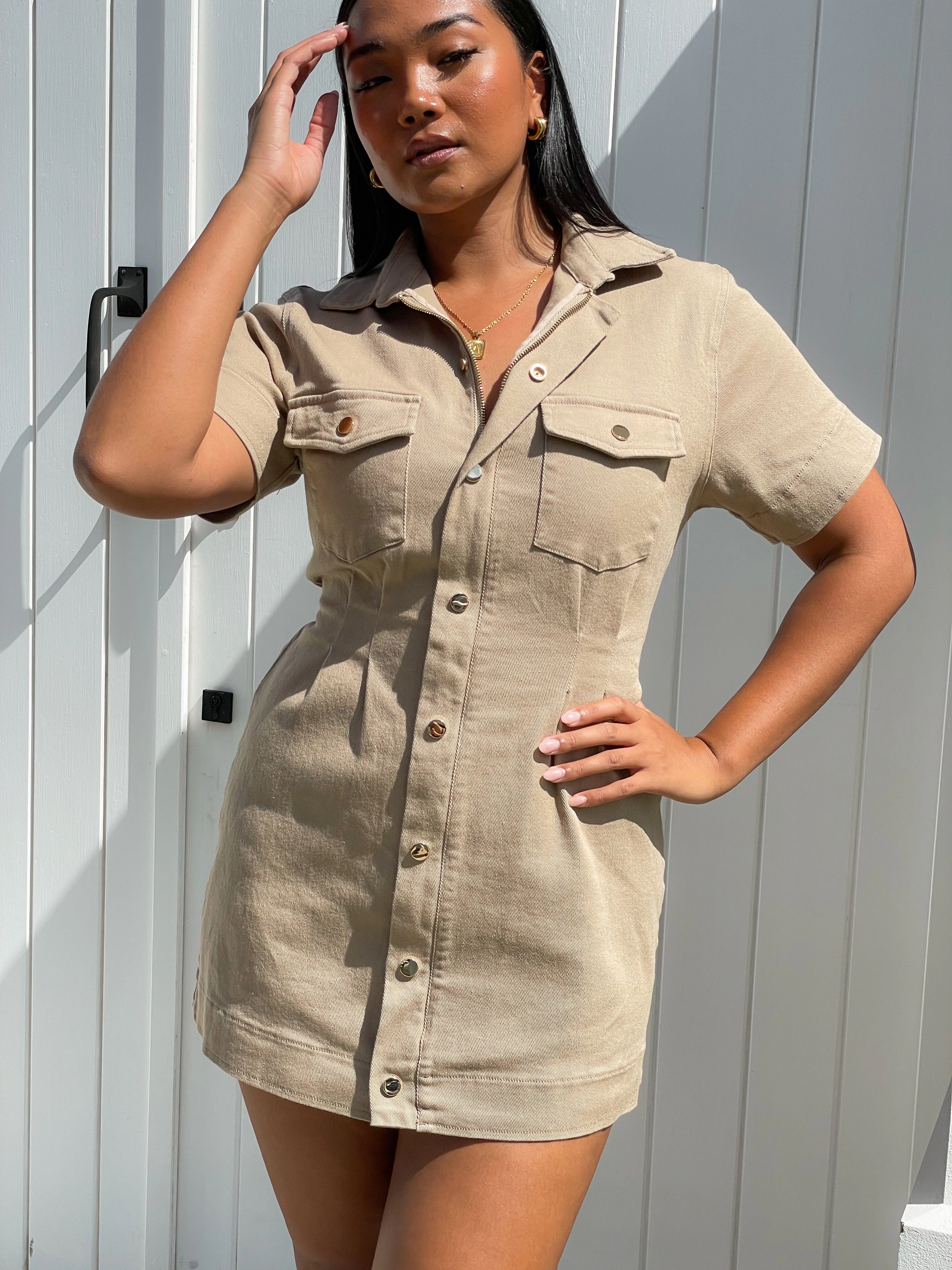 SAVEIRA DENIM DRESS STONE Warm Soft Classic Comfort