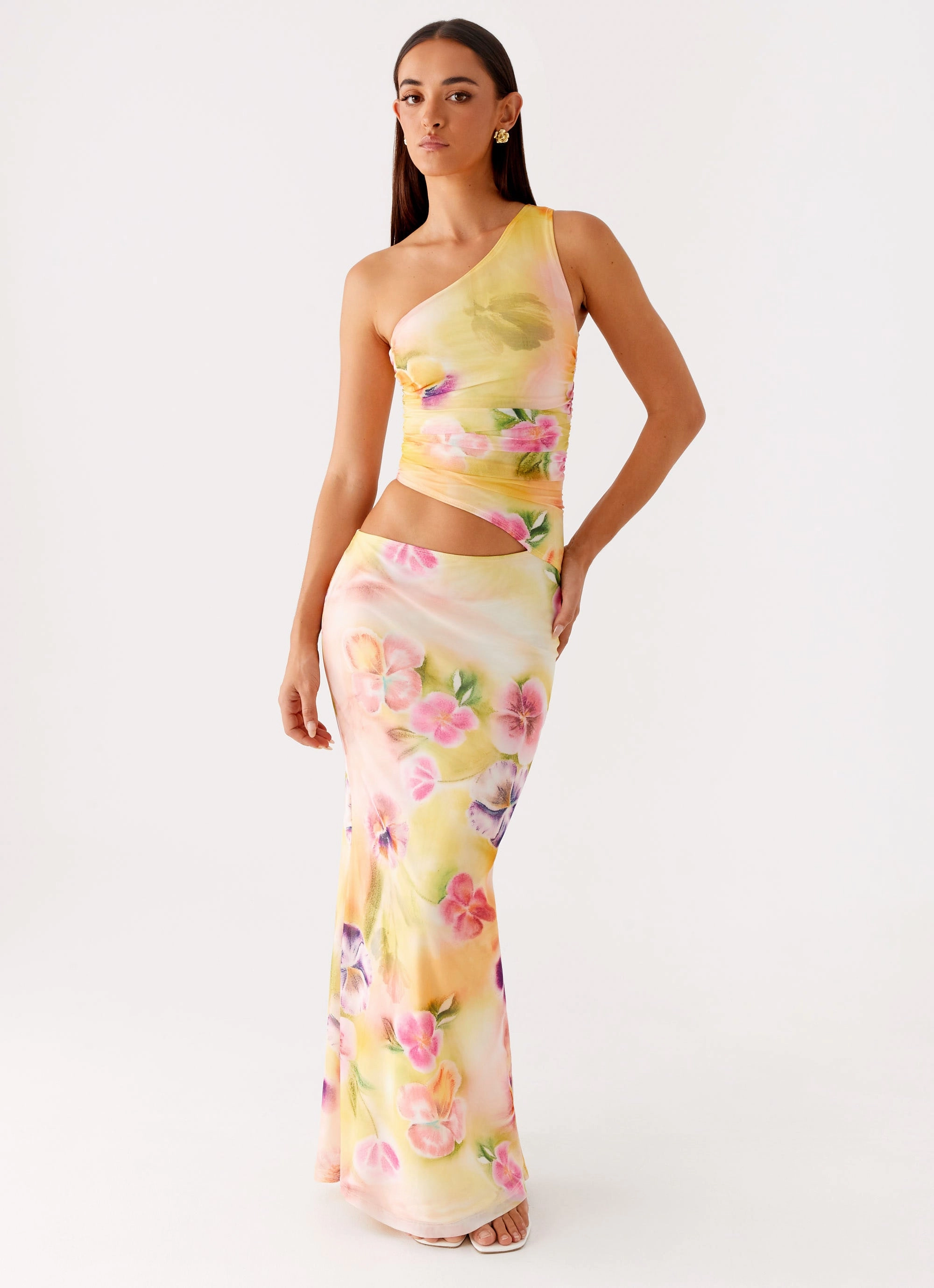 Form Flow Seasonal Must-Have Seranella One Shoulder Maxi Dress - Sunburst Floral