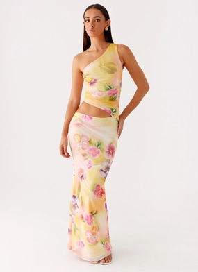 Form Flow Seasonal Must-Have Seranella One Shoulder Maxi Dress - Sunburst Floral