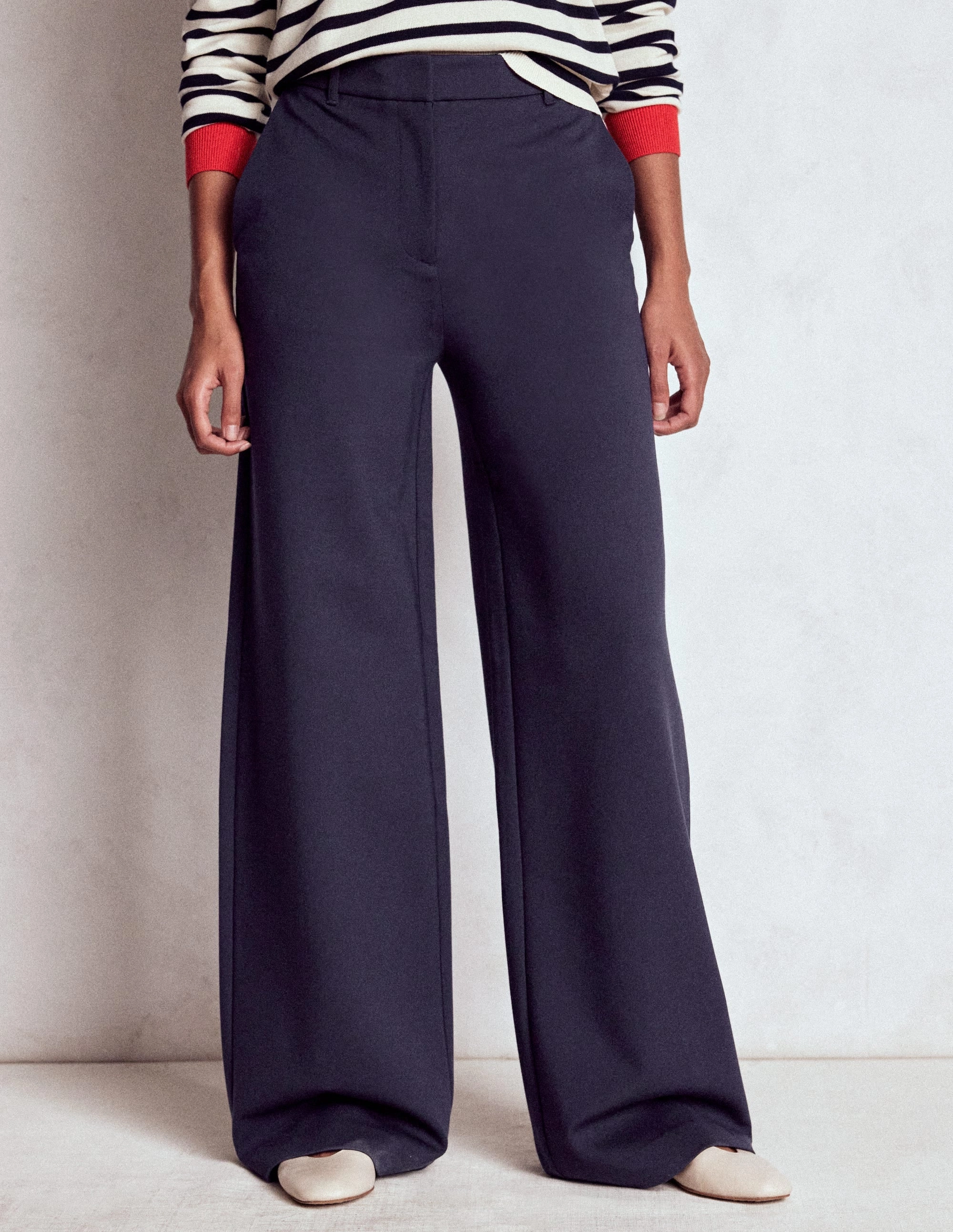 Belgravia Ponte Trousers-Navy Minimal Stretch Fit