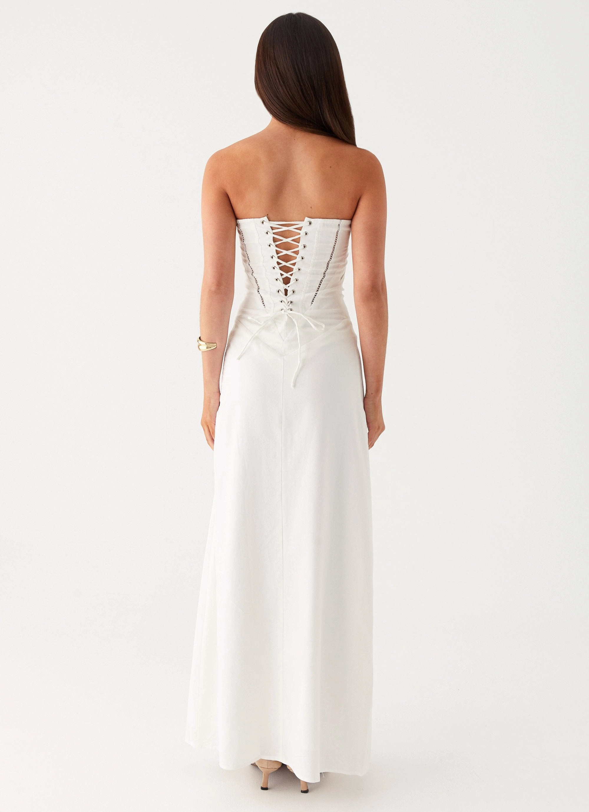 Cerisa Linen Maxi Dress - White Soft and Stylish