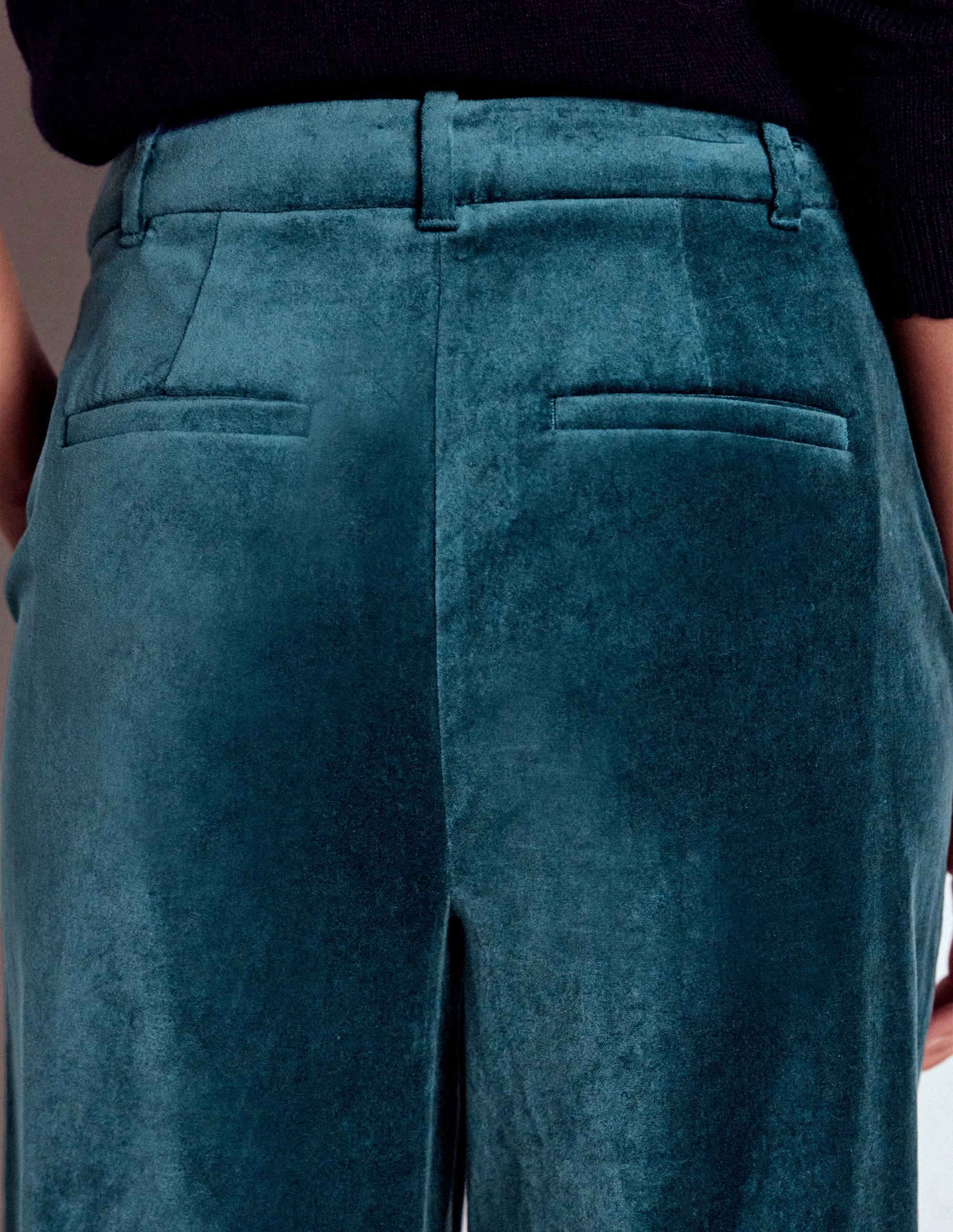 Chilly Day Comfort MoistureWickingFabric Belgravia Velvet Trousers-Midnight Teal
