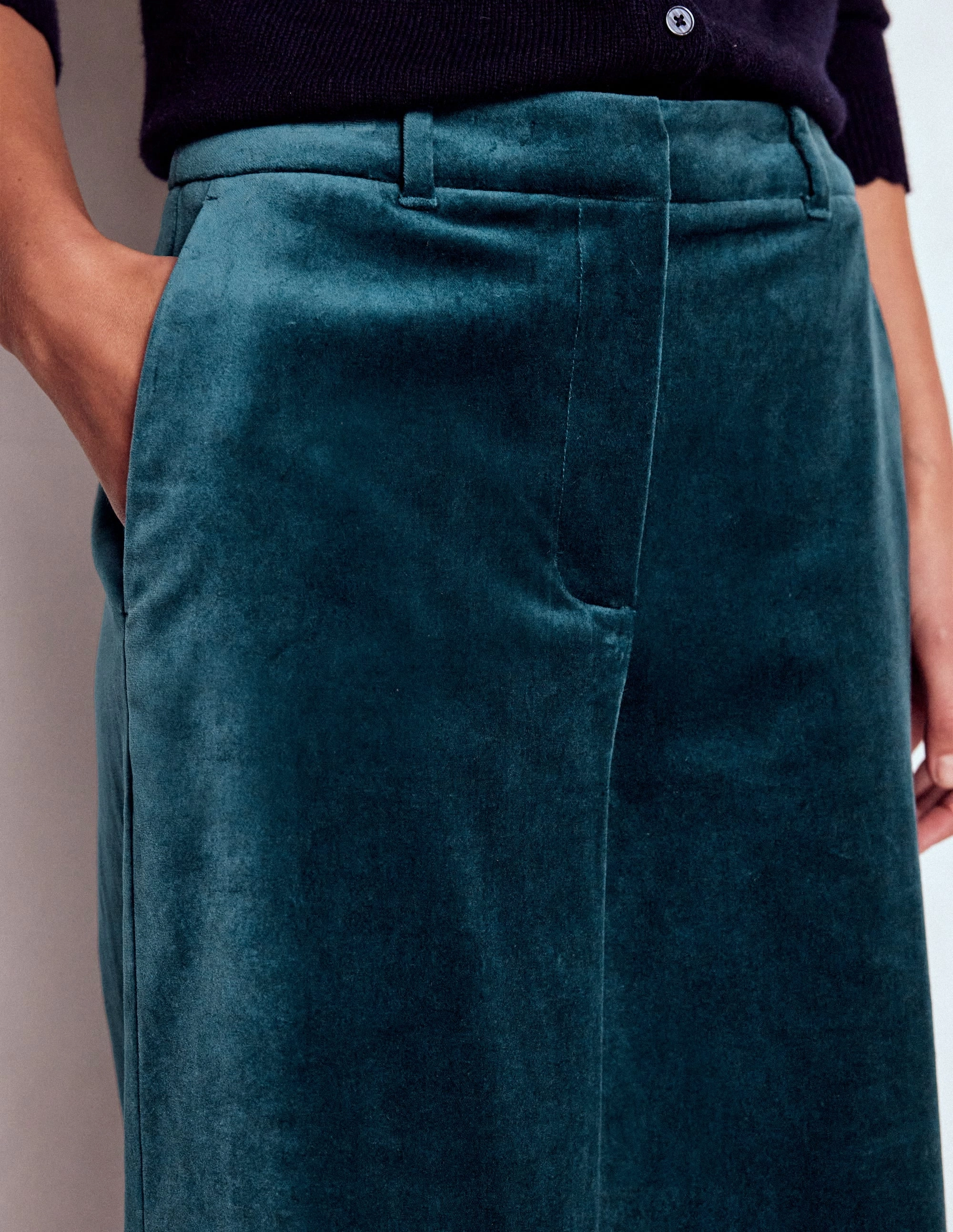 ReinforcedStitching Durable Construction Belgravia Velvet Trousers-Midnight Teal