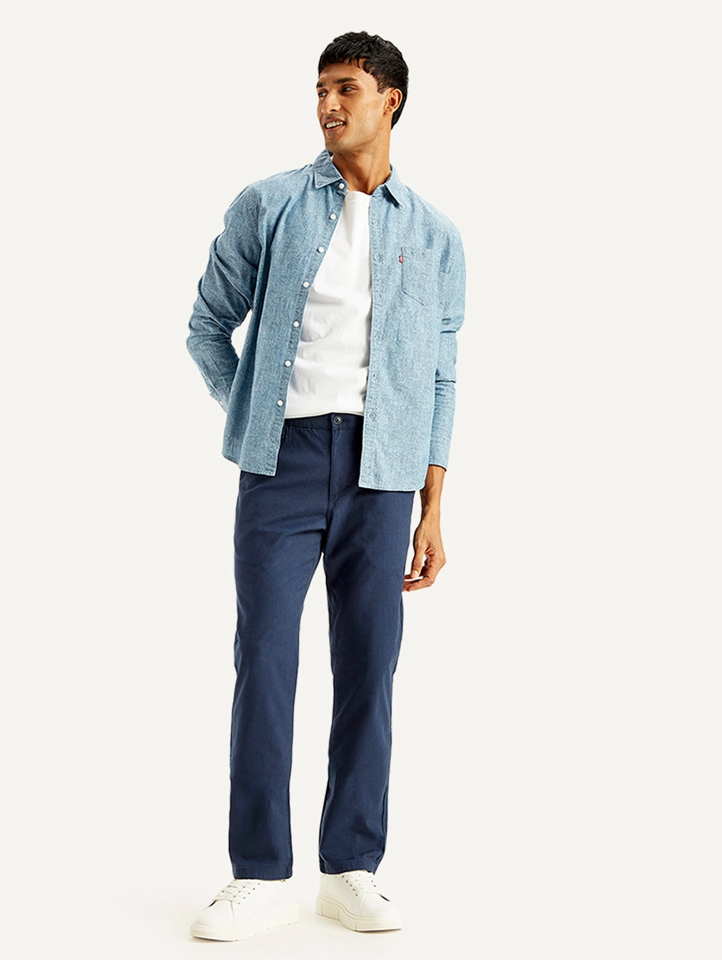 Soft Structure Belt loops Men's Navy Slim Fit Chinos