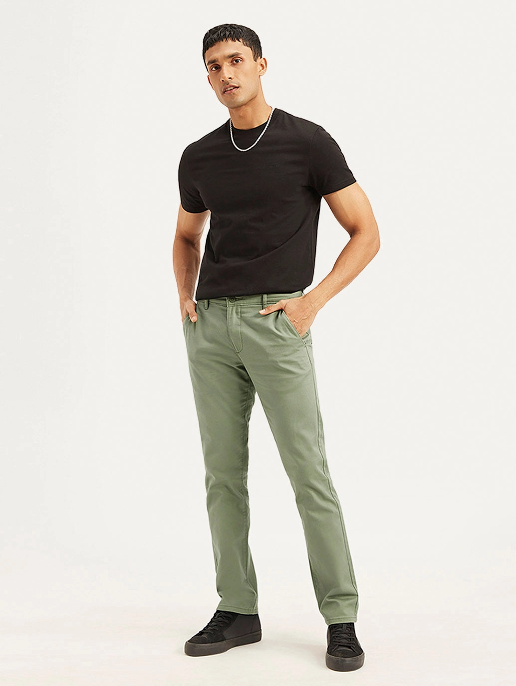 Men's Olive Slim Fit Trousers No Fuss Fit Quick Comfort Design