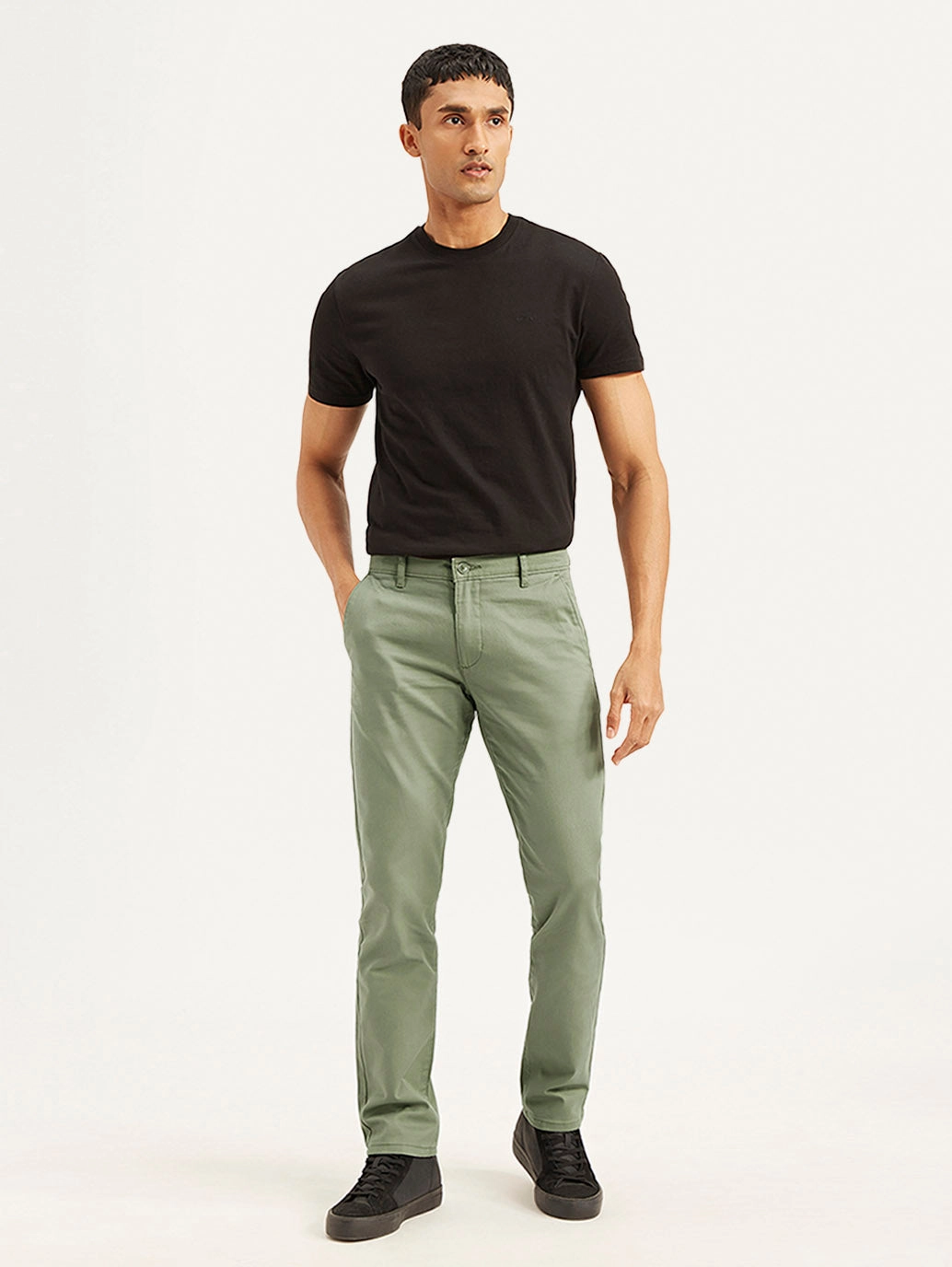 Men's Olive Slim Fit Trousers All-day Flex