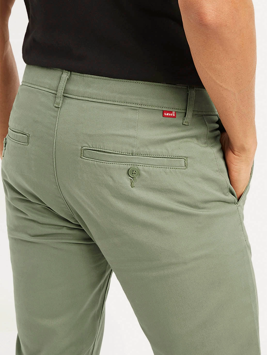 Men's Olive Slim Fit Trousers Casual Flex HypoallergenicMaterial