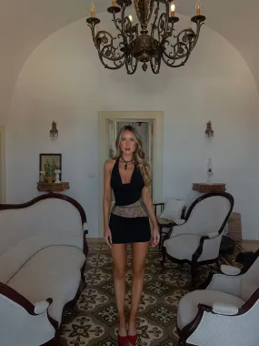 CRIMSON MINI DRESS BLACK Contemporary Style Flared-Hem