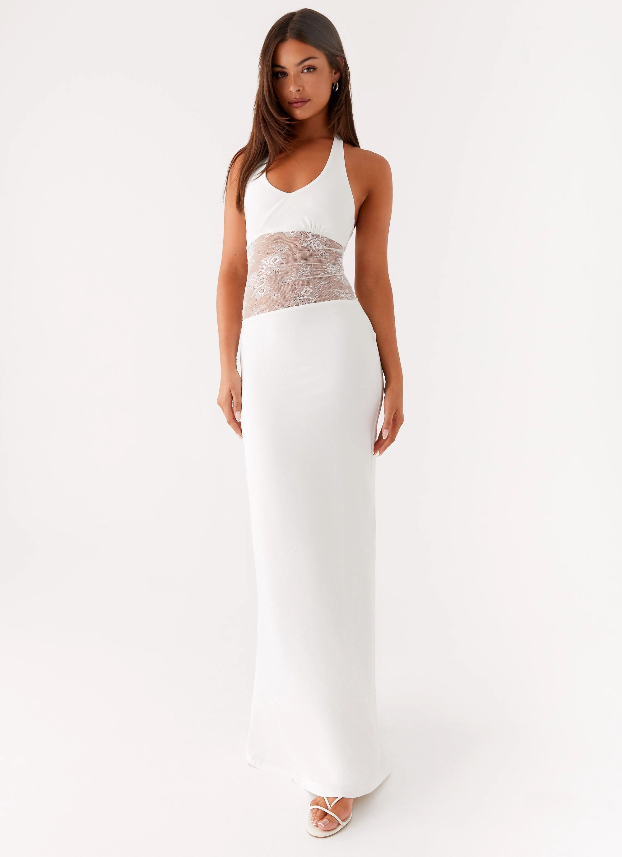 Crinkle Effect Main Focus Maxi Dress - White