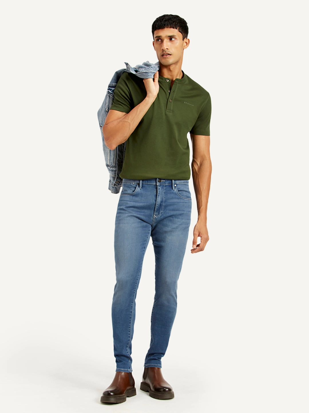 Men's Redloop 512 Blue Slim Tapered Fit Mid Rise Jeans Comfort waistband