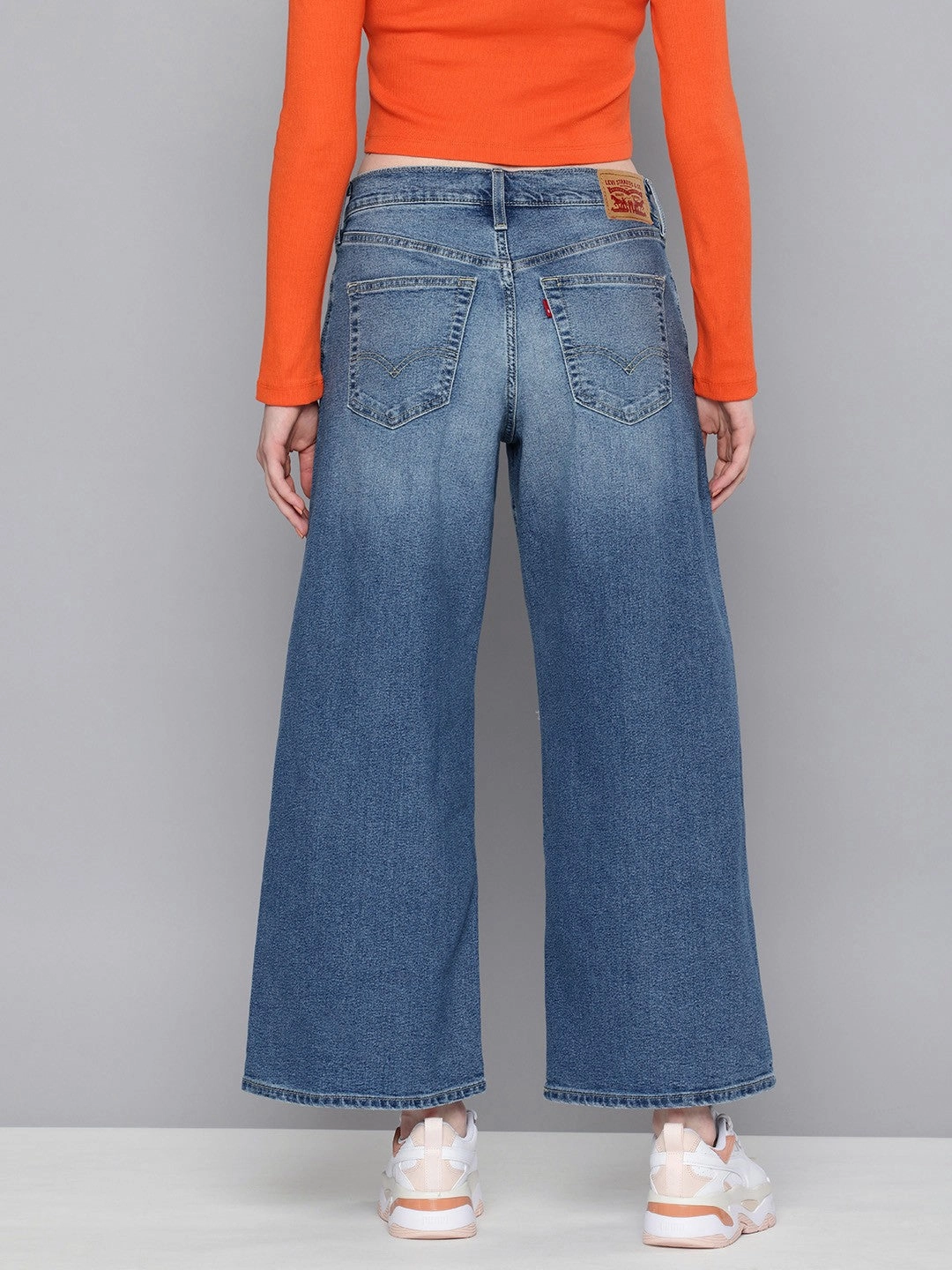 Fresh Attire Fit Layer Women's 94 Blue Baggy Wide Leg Fit Mid Rise Jeans