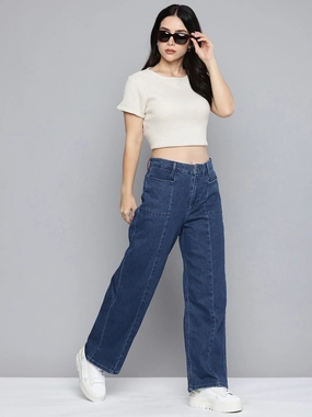 Shopping Day High Quality Weekend Style Women's Redloop Blue Mile High Wide Leg Fit High Rise Jeans