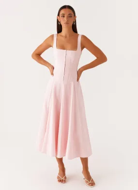 Seasonal Mood Practical-Style Ebony Midi Dress - Pastel Pink