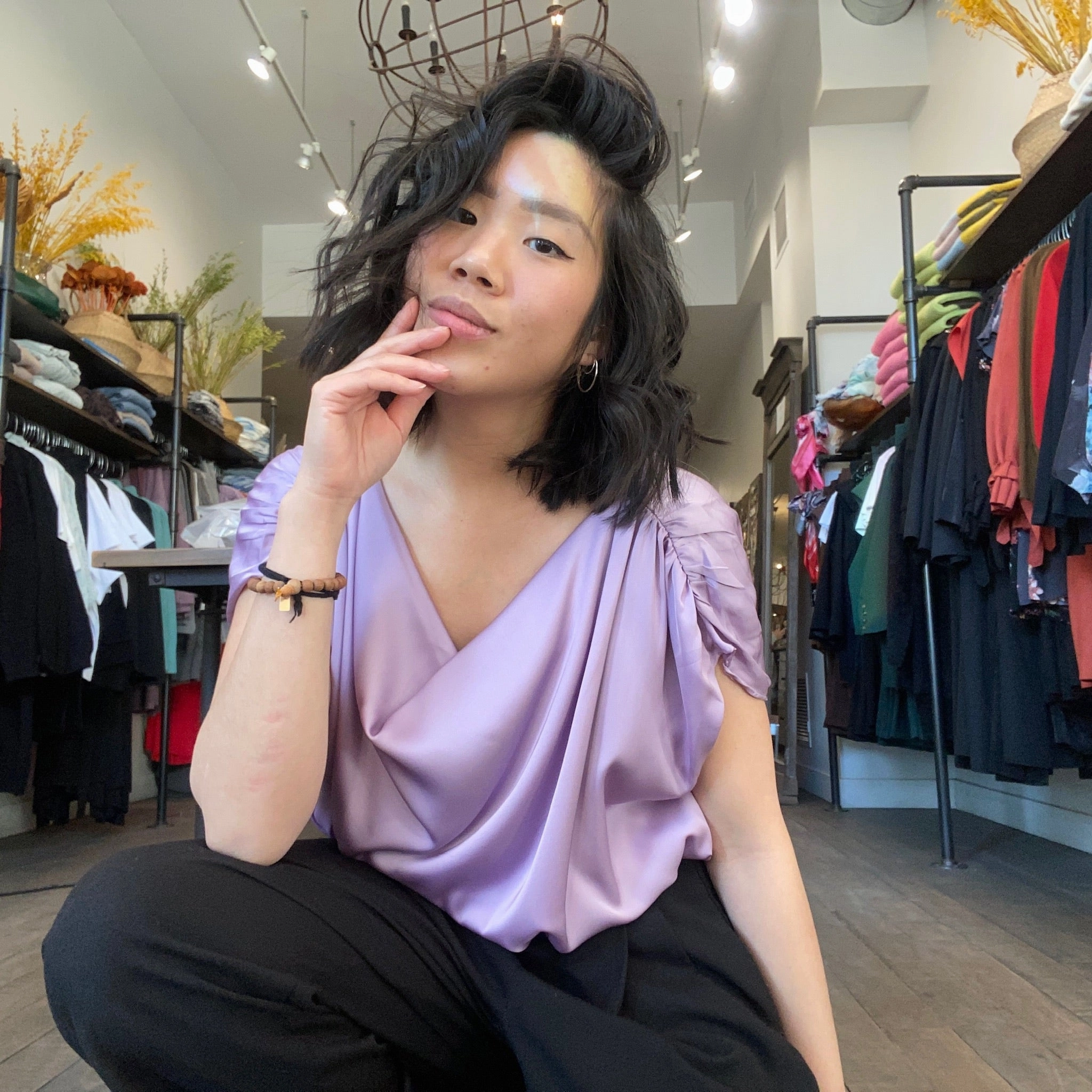 CRYSTAL Cowl Neck Top normal real