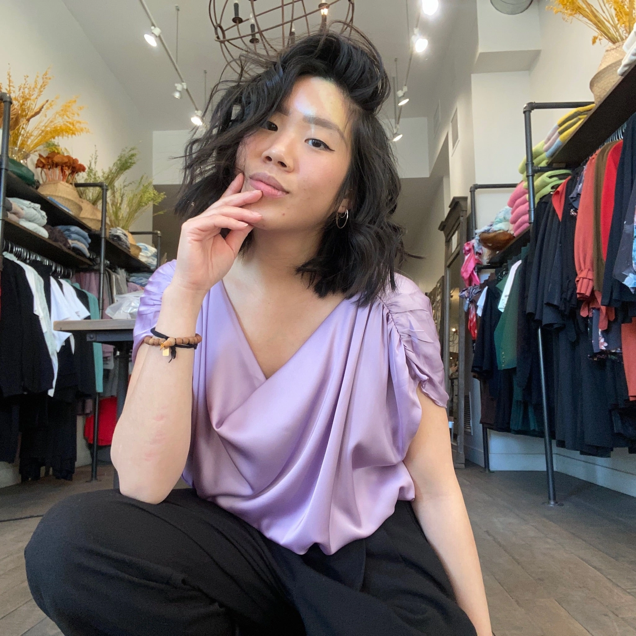 CRYSTAL Cowl Neck Top rare wear dimension