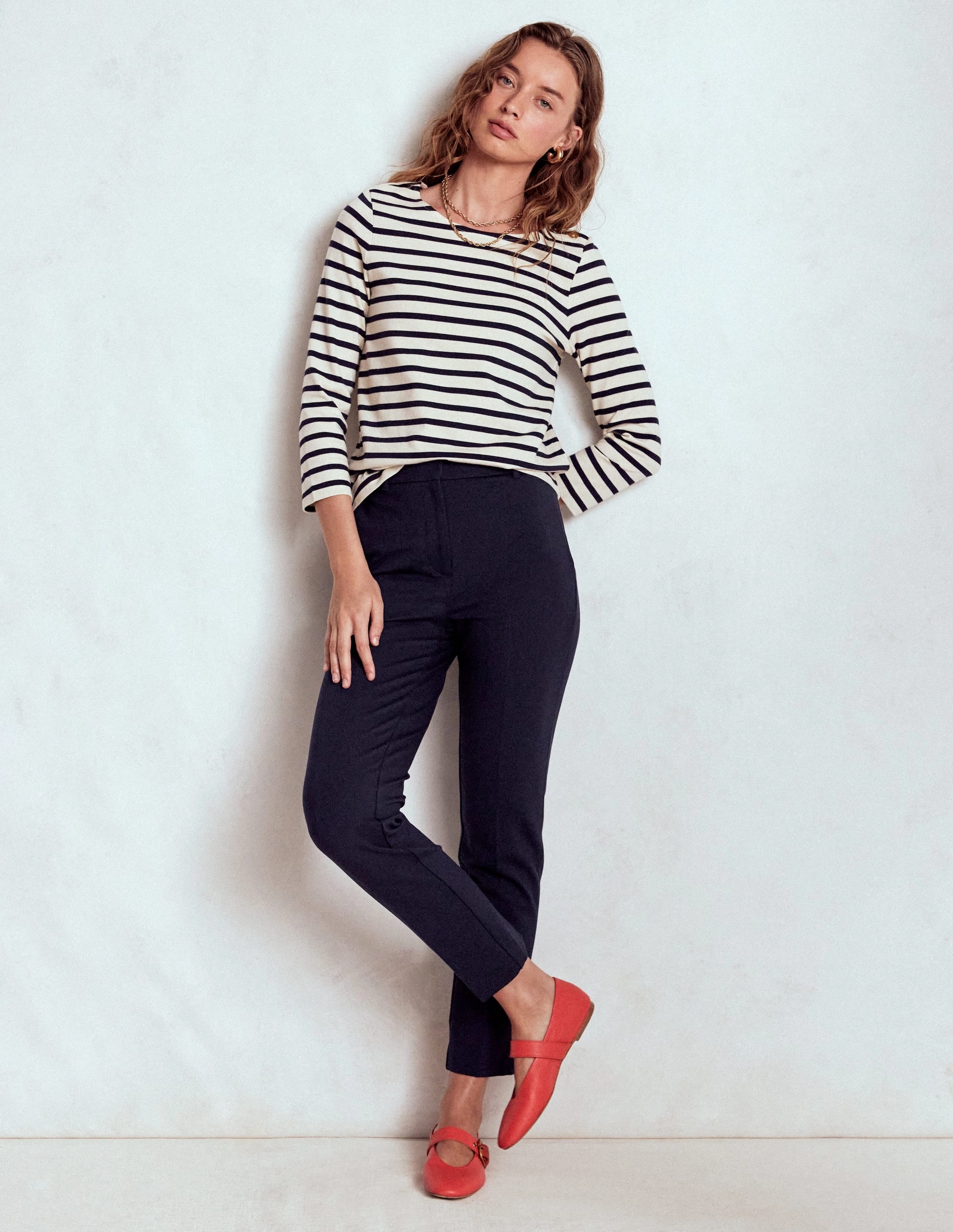 Casual Performance Fit Highgate Ponte Trousers-Navy