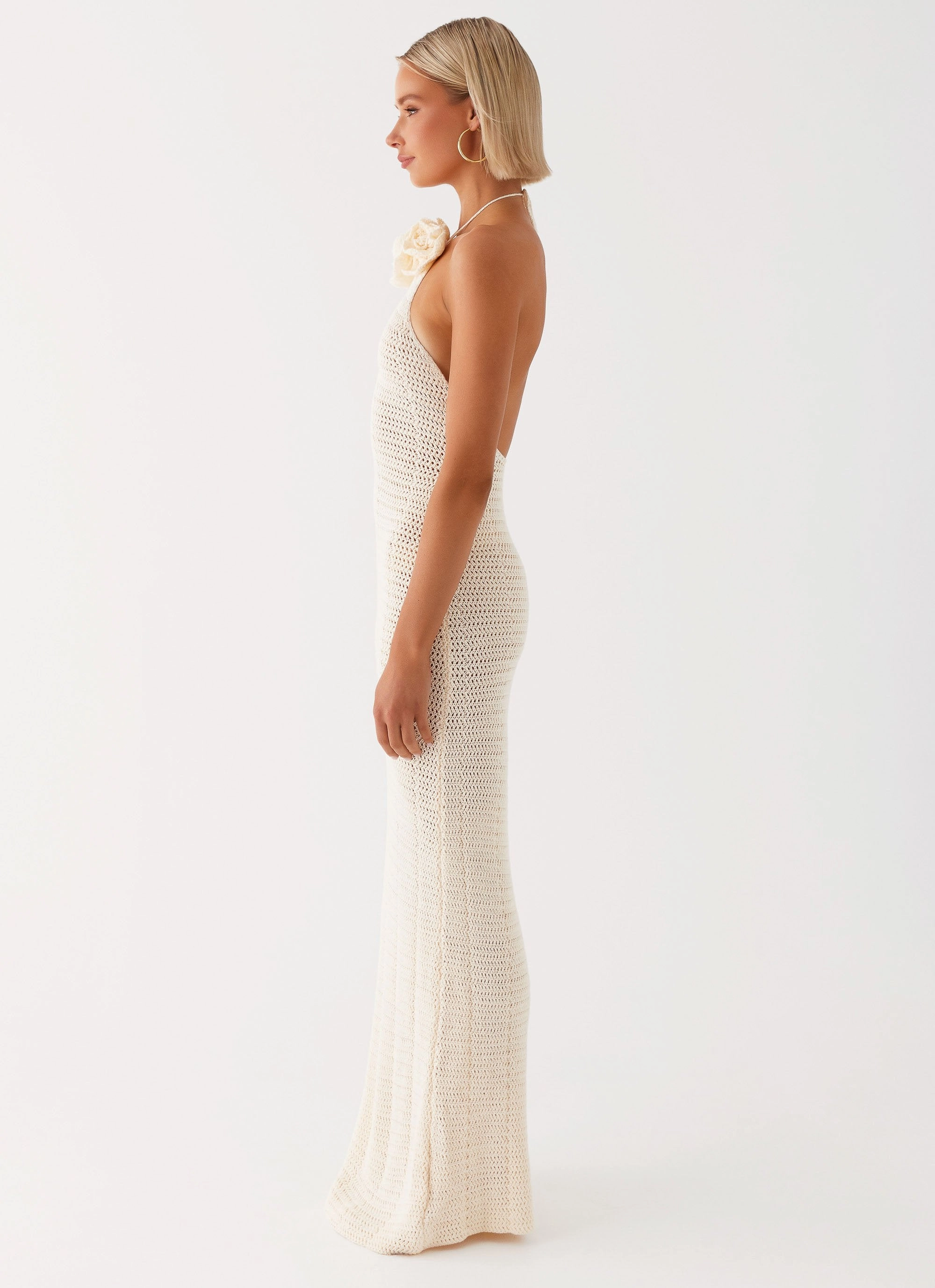 Gia Rose Halter Neck Maxi Dress - Ivory Trend Smart