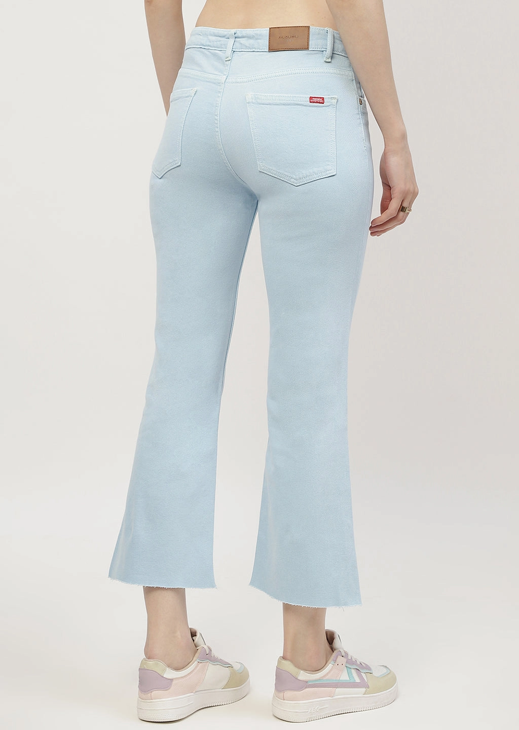 Madame Low Waist Sky Blue Bell Bottom Jeans Match With All